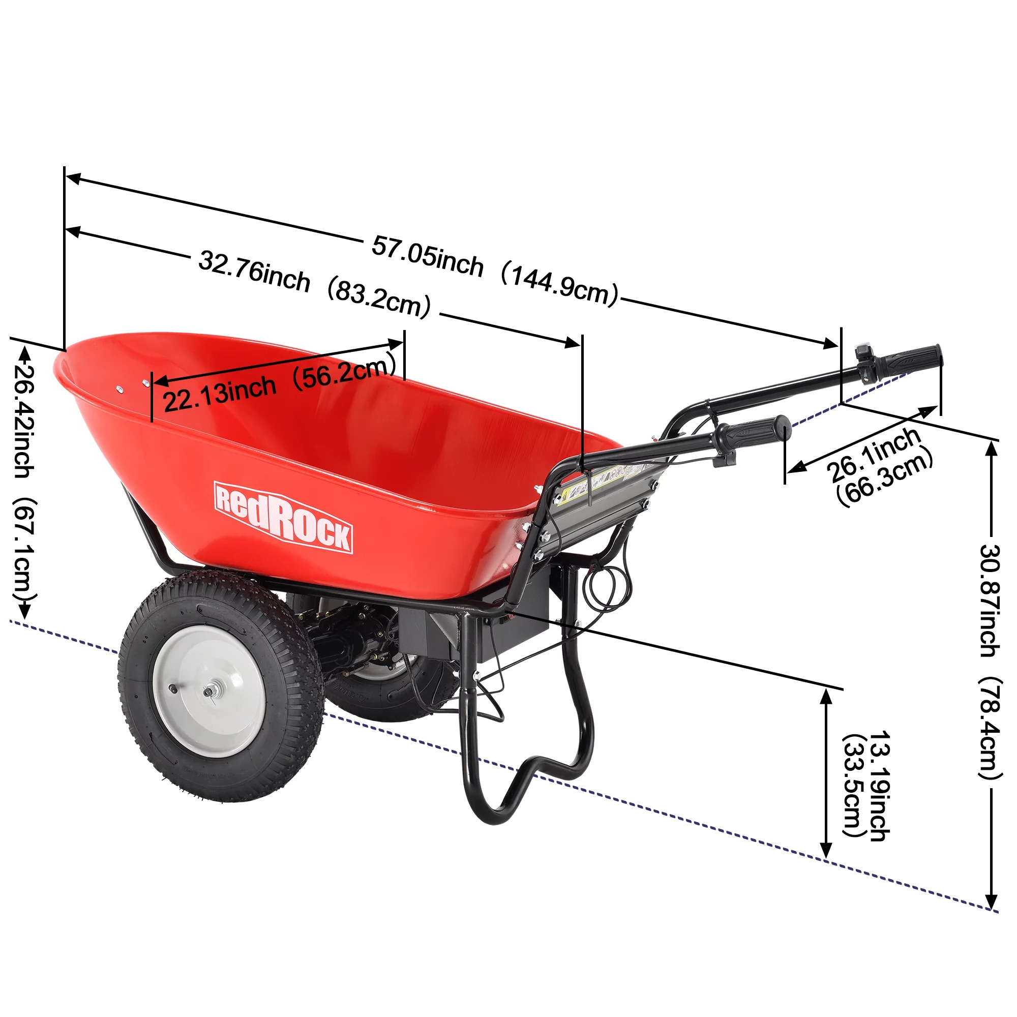 CoSoTower Wheelbarrow Utility Cart Electric Powered 24V Dc 180W Agm Battery 330Lbs (150Kgs) Max Capacity Barrel Dump Material Debris Hauler