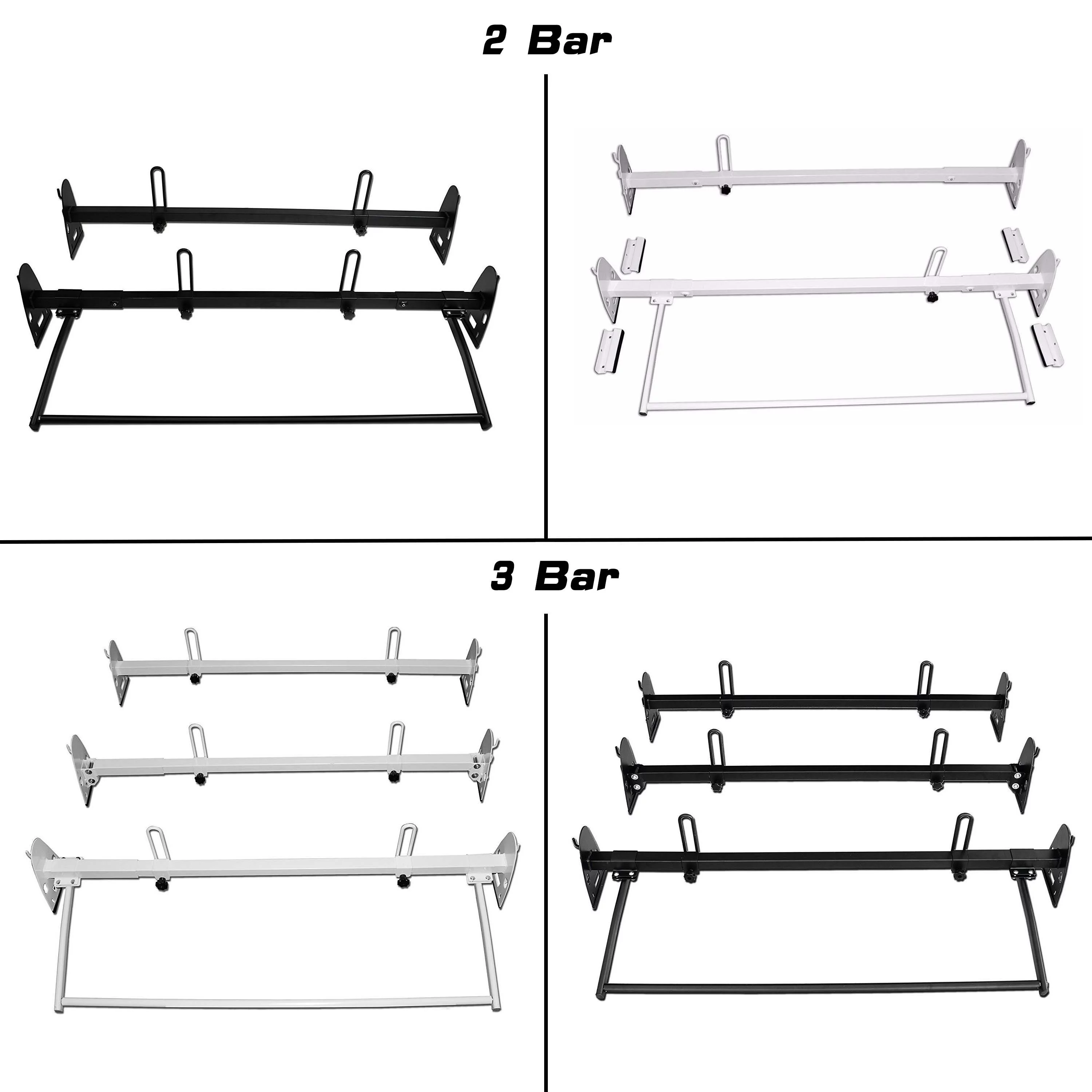 AA-Racks Steel Fullsize Van Two Bar Ladder Roof Rack With Rear Cargo Roller - Black (RX27-BLK)