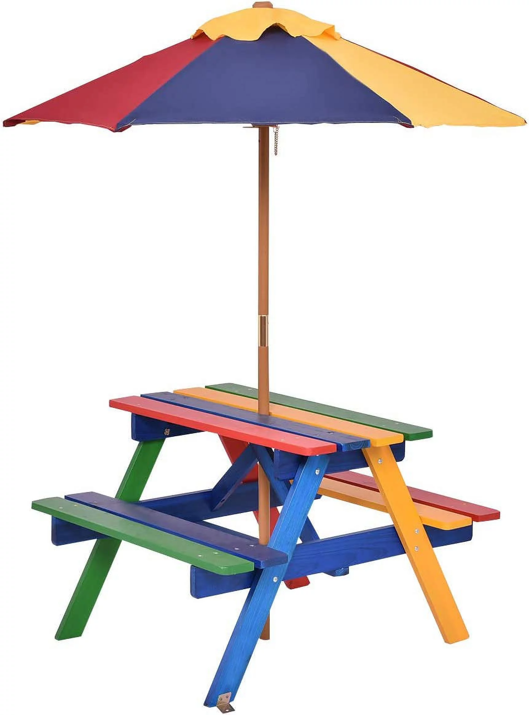 HAPPYGRILL Kids Picnic Table Set Children Table with Umbrella