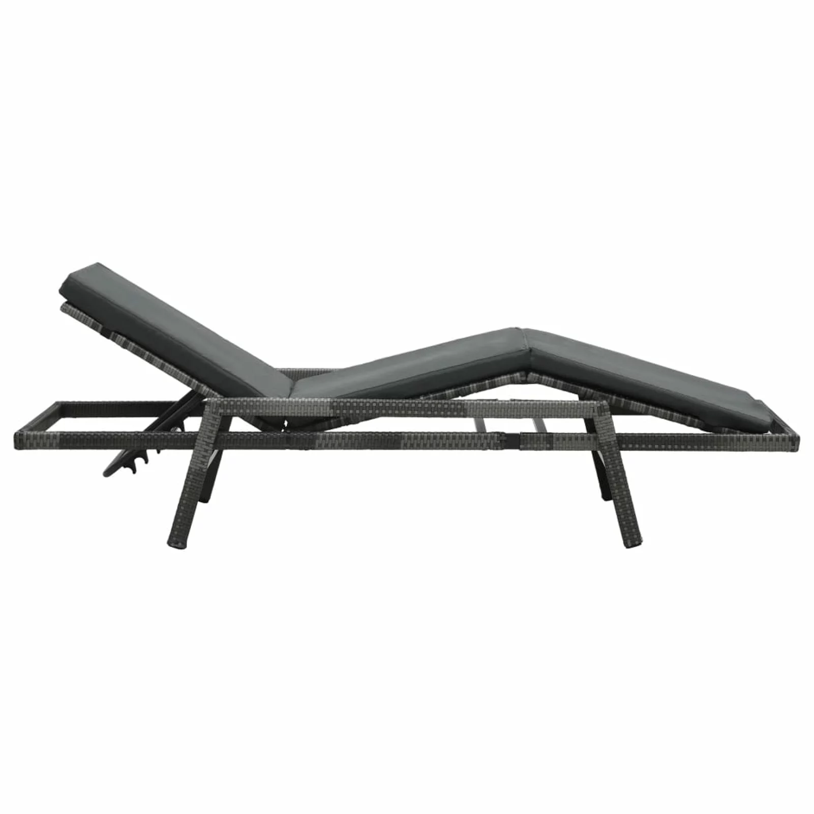 Htovila Sun Lounger with Cushion Poly Rattan Gray