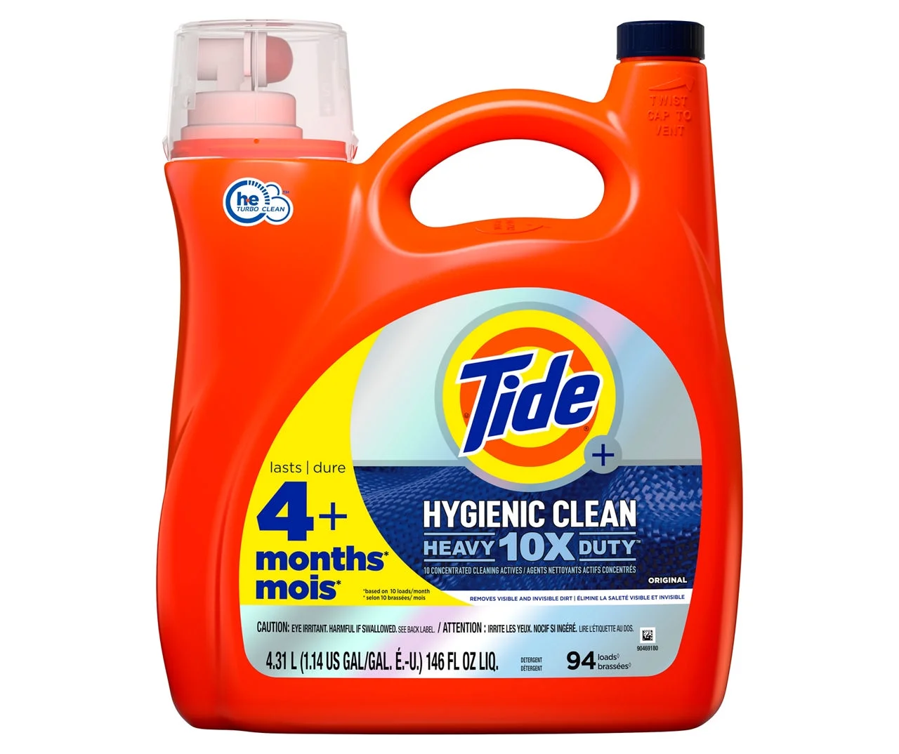 Tide Hygienic Clean Heavy 10x Duty Liquid Laundry Detergent, 146 Oz.