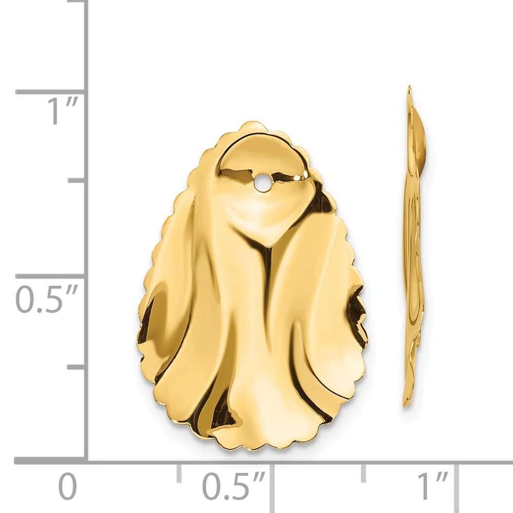 Primal Gold 14 Karat Yellow Gold Polished Hammered Oval Earring Jackets