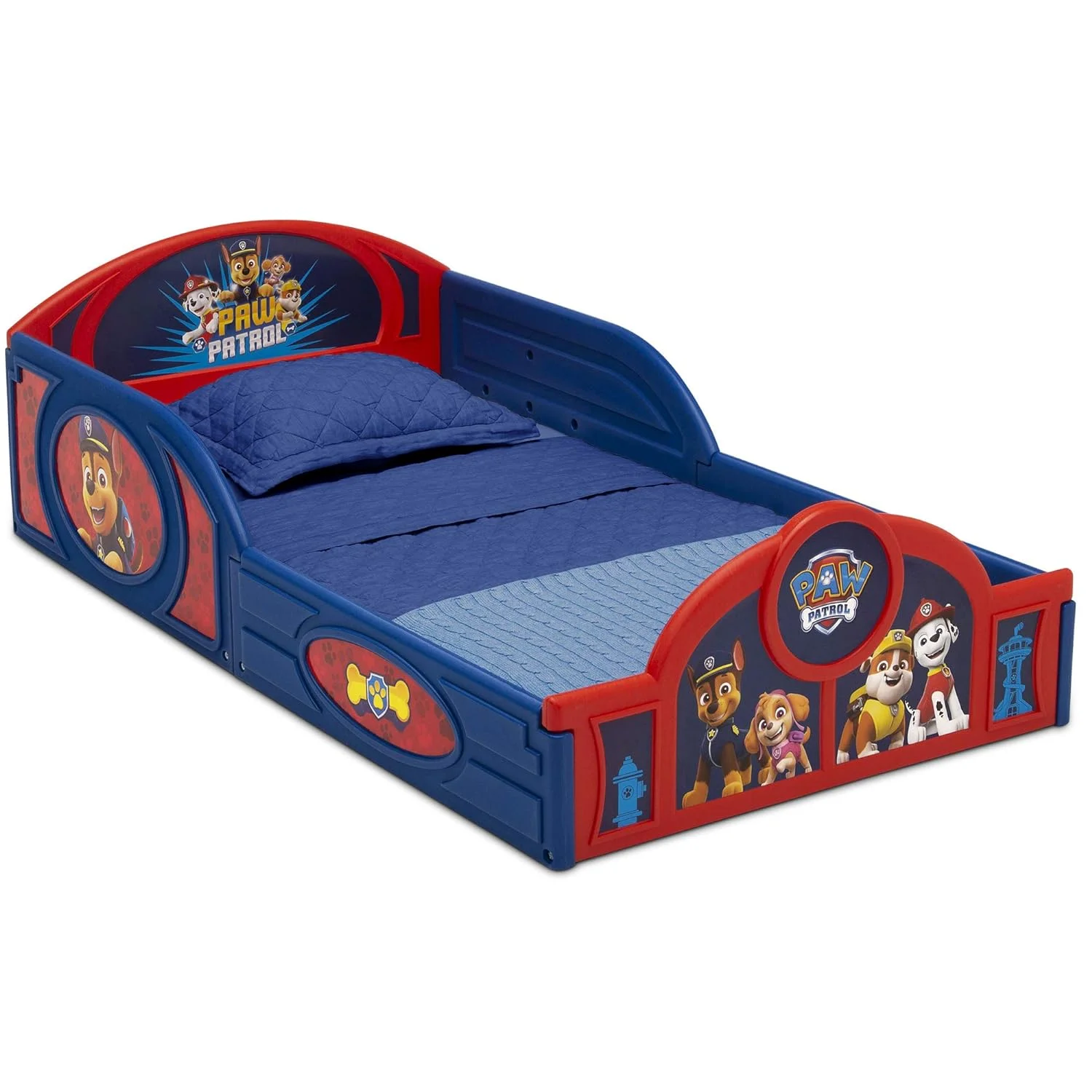 Delta Children Nick Jr. PAW Patrol Plastic Sleep and Play Toddler Bed with Attached Guardrails