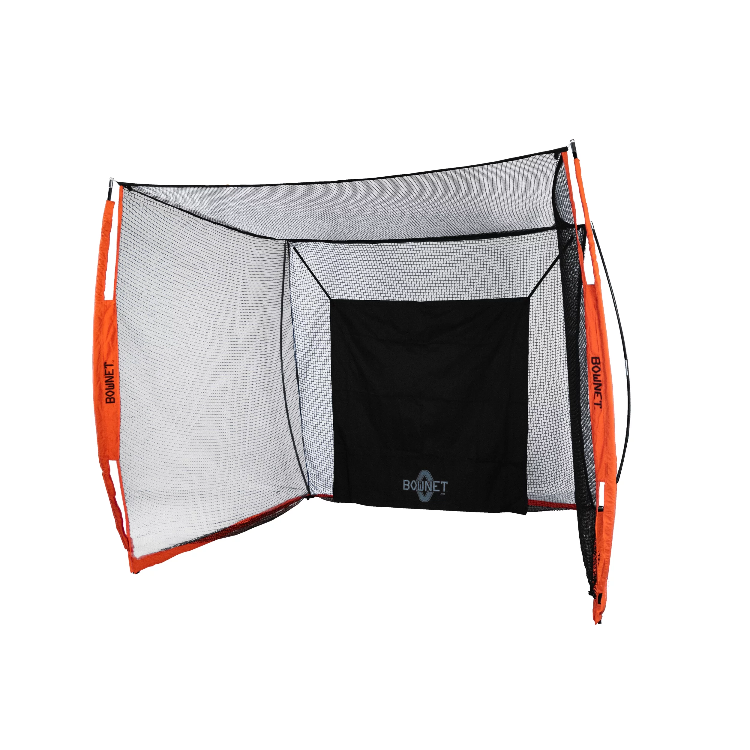 Bownet Softball and Baseball Hitting Cube Net (8'x8') Batting Pitching Practice Equipment -Portable Backstop, Cube Nets - Durable Powder-Coated Frame - Easy Setup - Travel Bag Included, Orange