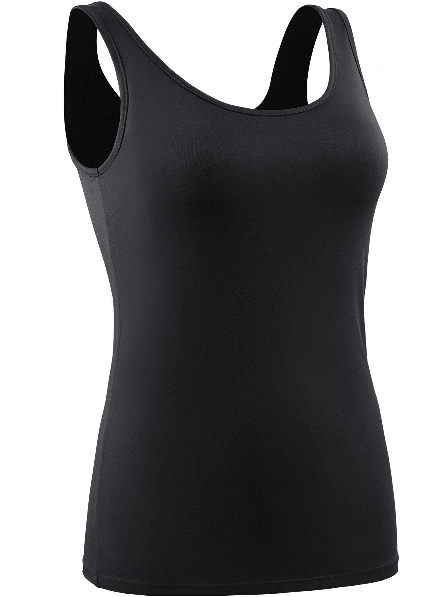 NELEUS Womens Compression Tank Top with Built in Sports Bra Padded for Yoga Workout,Black,US Size L