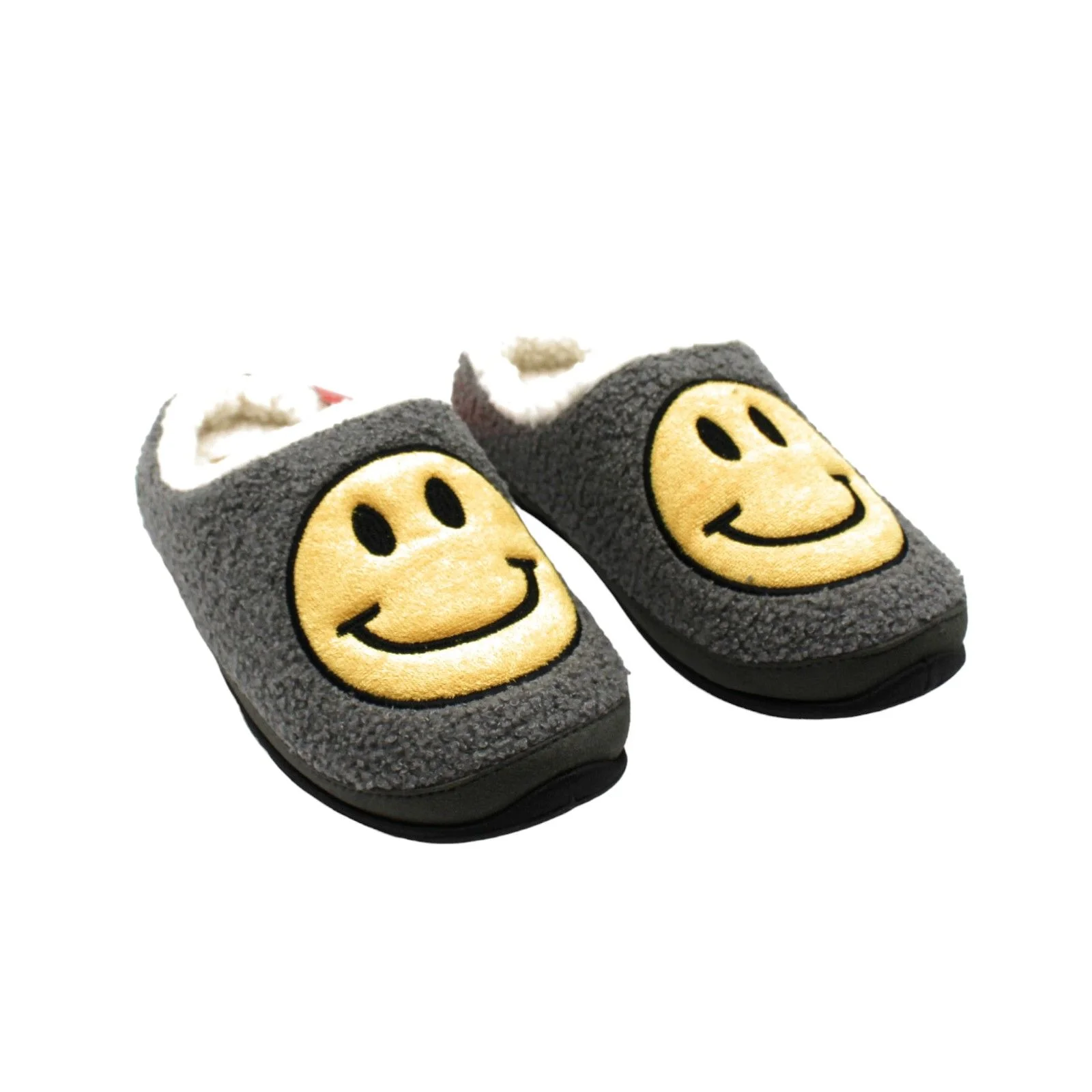 Deer Stags Men's Smiley Face Memory Foam Slipper - Charcoal (Size 12 US)