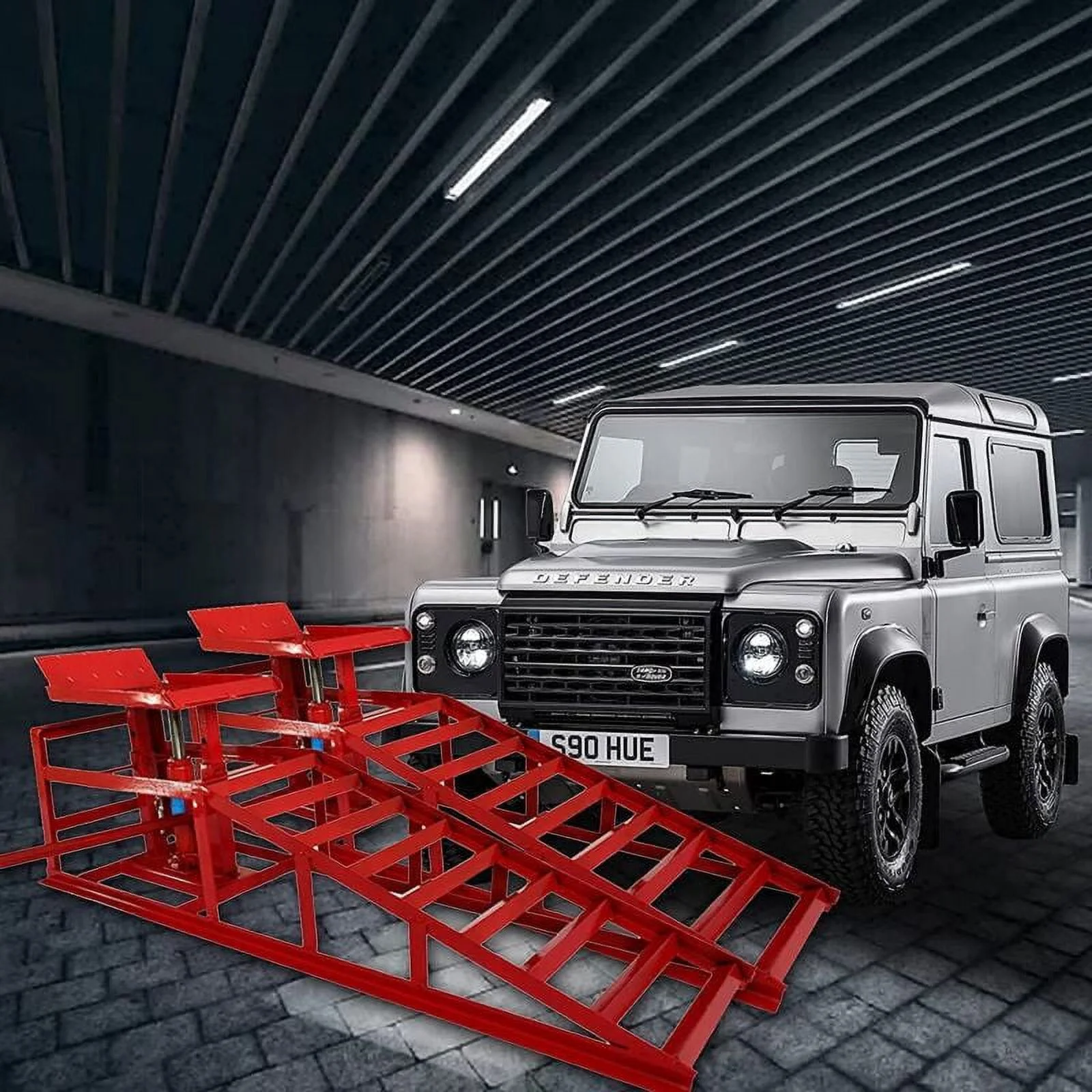 EAYSG 2PCS Auto Car Truck Service Ramps Lifts, 10000lbs Heavy Duty Hydraulic Car Ramps Lift for Car Repair