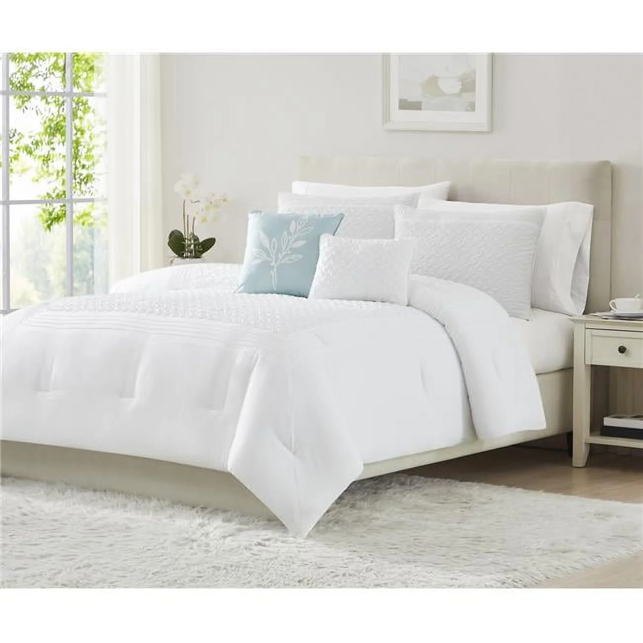 RT Designers Collection  Luna Comforter, White - King Size - 5 Piece