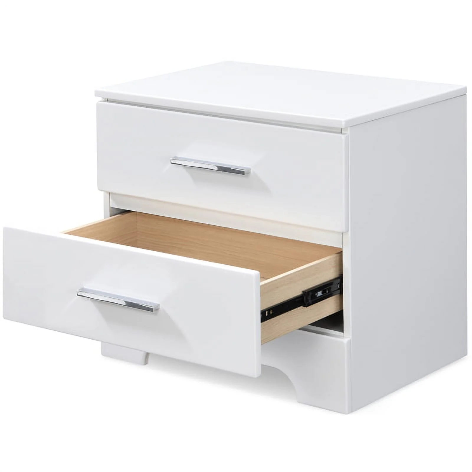 Home Square 2 Drawer Wood Nightstand in White Finish - Set of 2