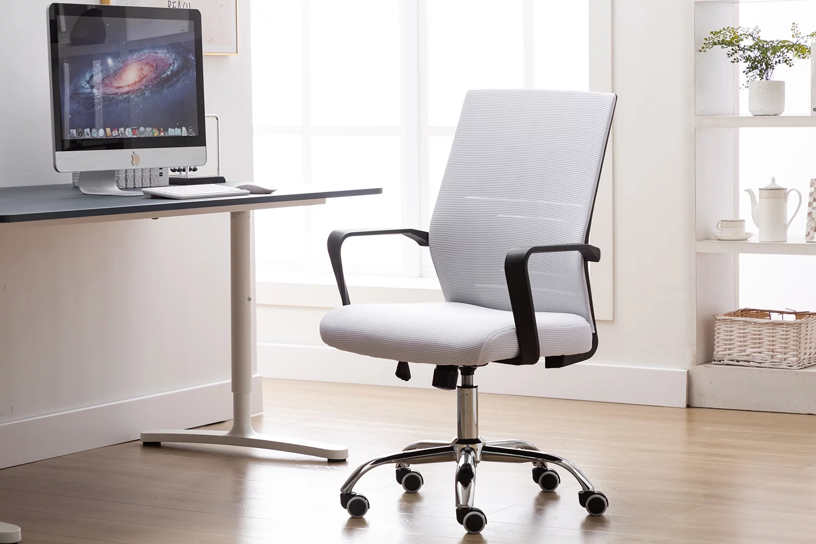 Porthos Home Brio Swivel Office Chair With Adjustable Height, Mesh Back, Supportive Seat And Sturdy Chrome Legs (Great For Homes And Offices Of All Sizes)