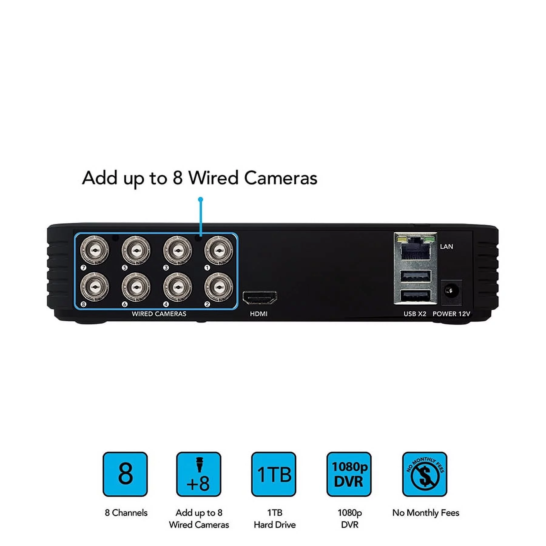 Night Owl 8 Channel 1080p Wired DVR, 6 Wired Cameras & 1TB HDD