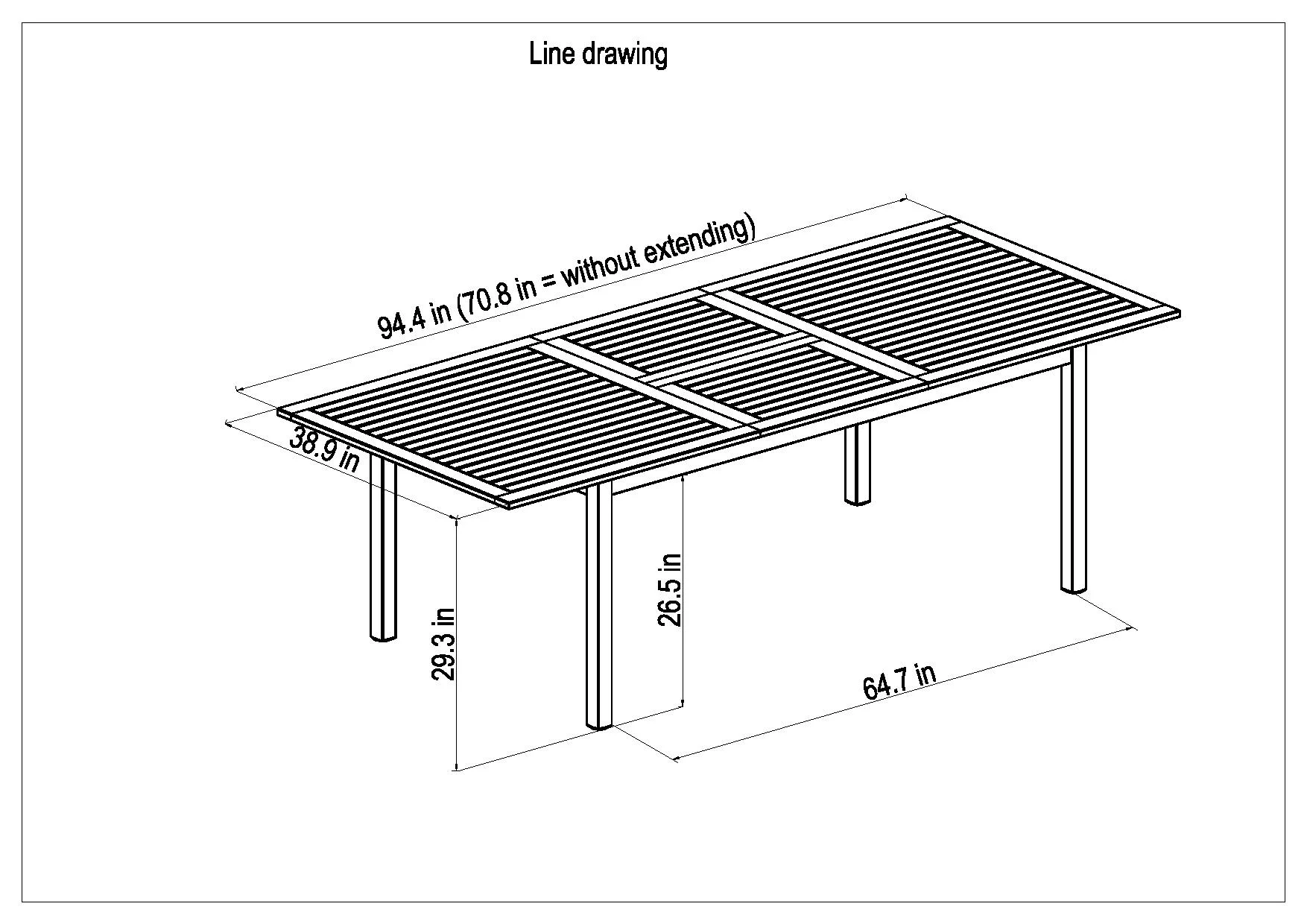 Amazonia Loches Teak Finish & Aluminum 5 Pieces Extendable Rectangular Patio Dining Set