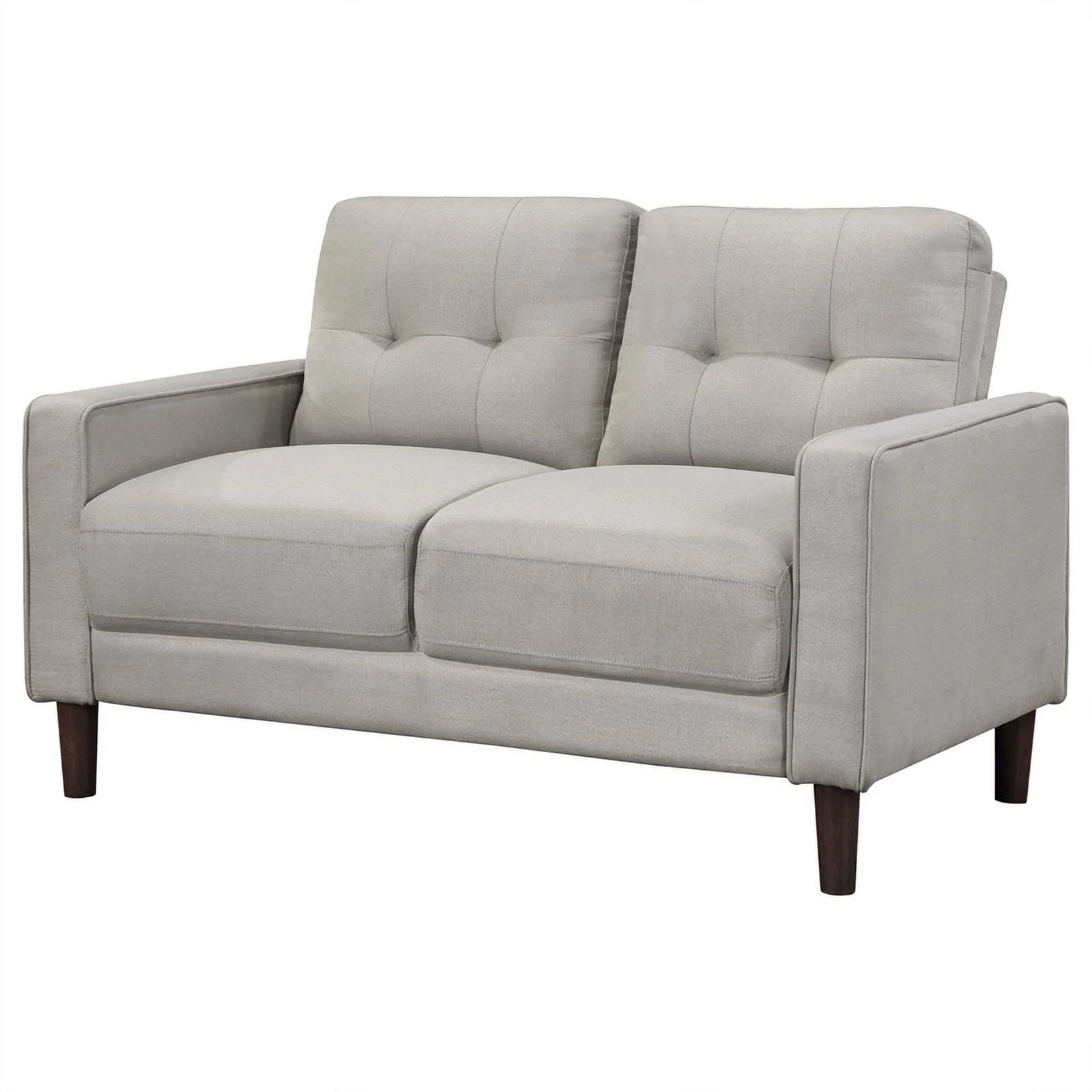 Pemberly Row Upholstered Fabric Loveseat with Track Arms in Beige