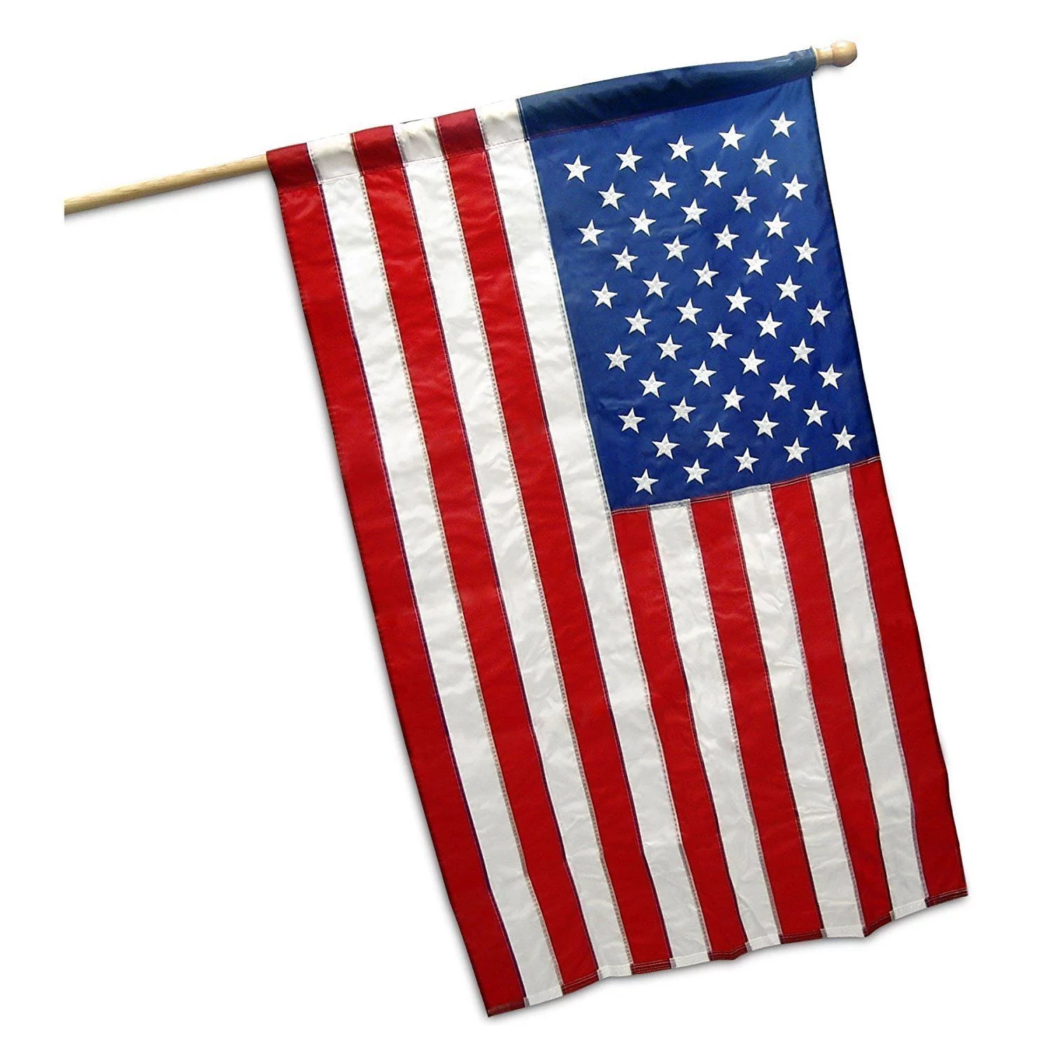 American USA US Flag 28x40 Inch Embroidered Stars Sewn Stripes Nylon Pole Sleeve