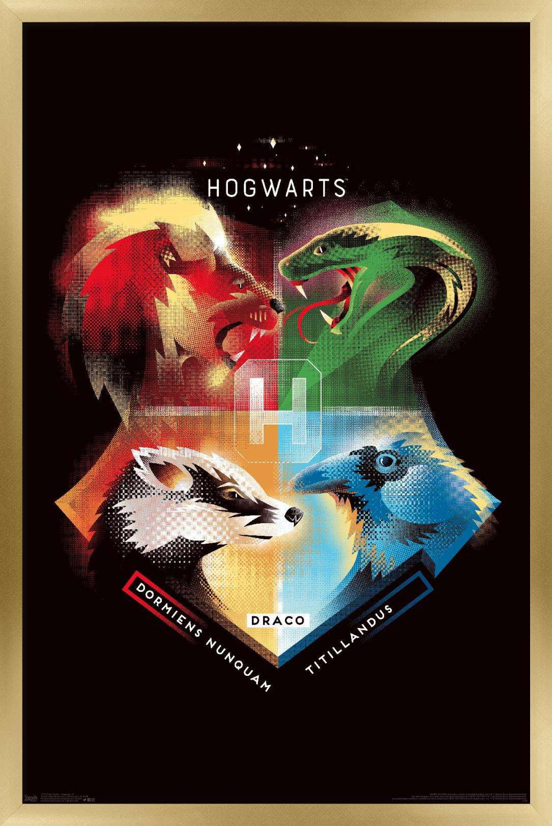 The Wizarding World: Harry Potter - Hogwarts House Crests Wall Poster, 22.375