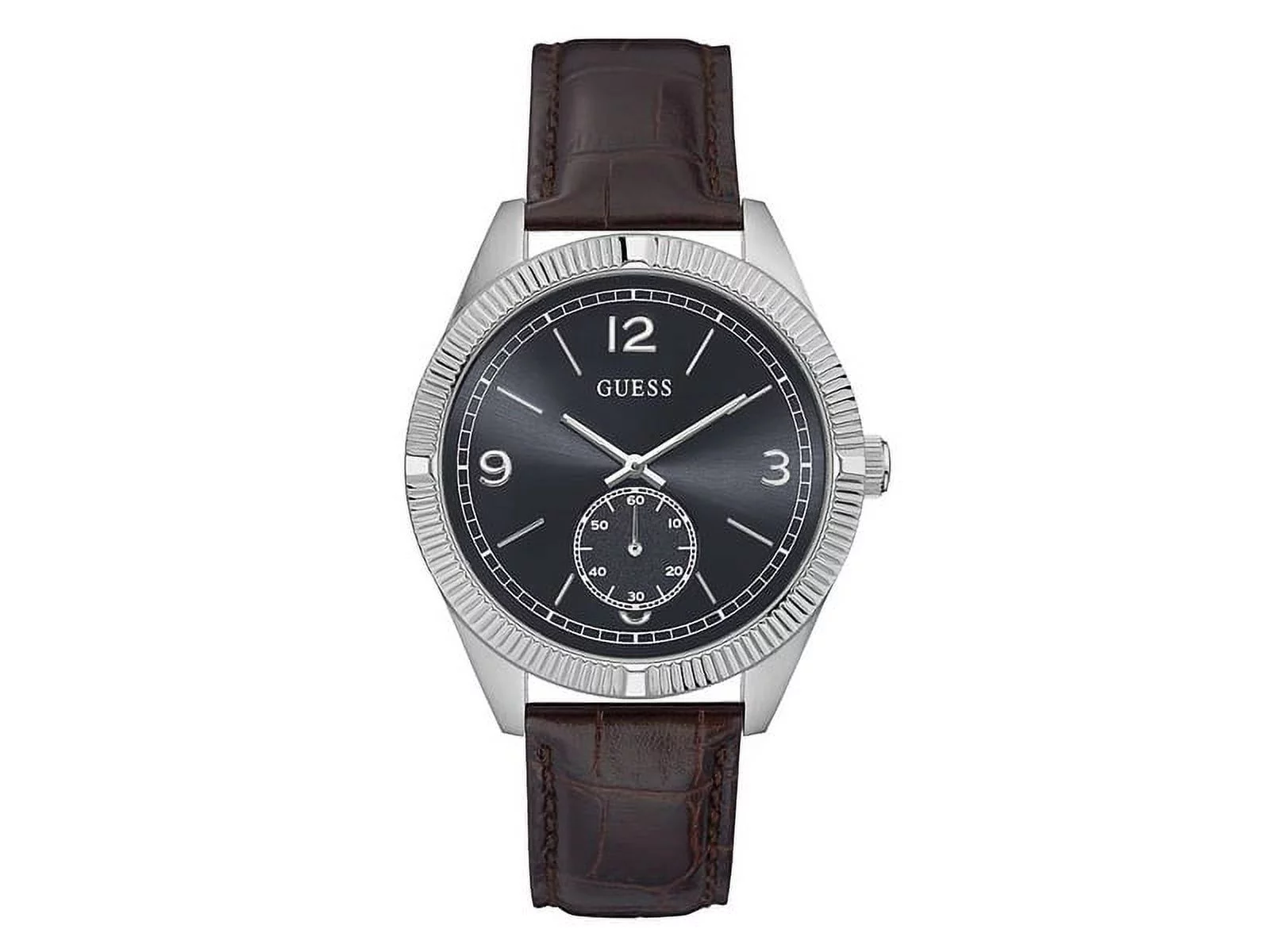 W0873G1 Men's Brown Leather Band With Black Analog Dial Watch NWT