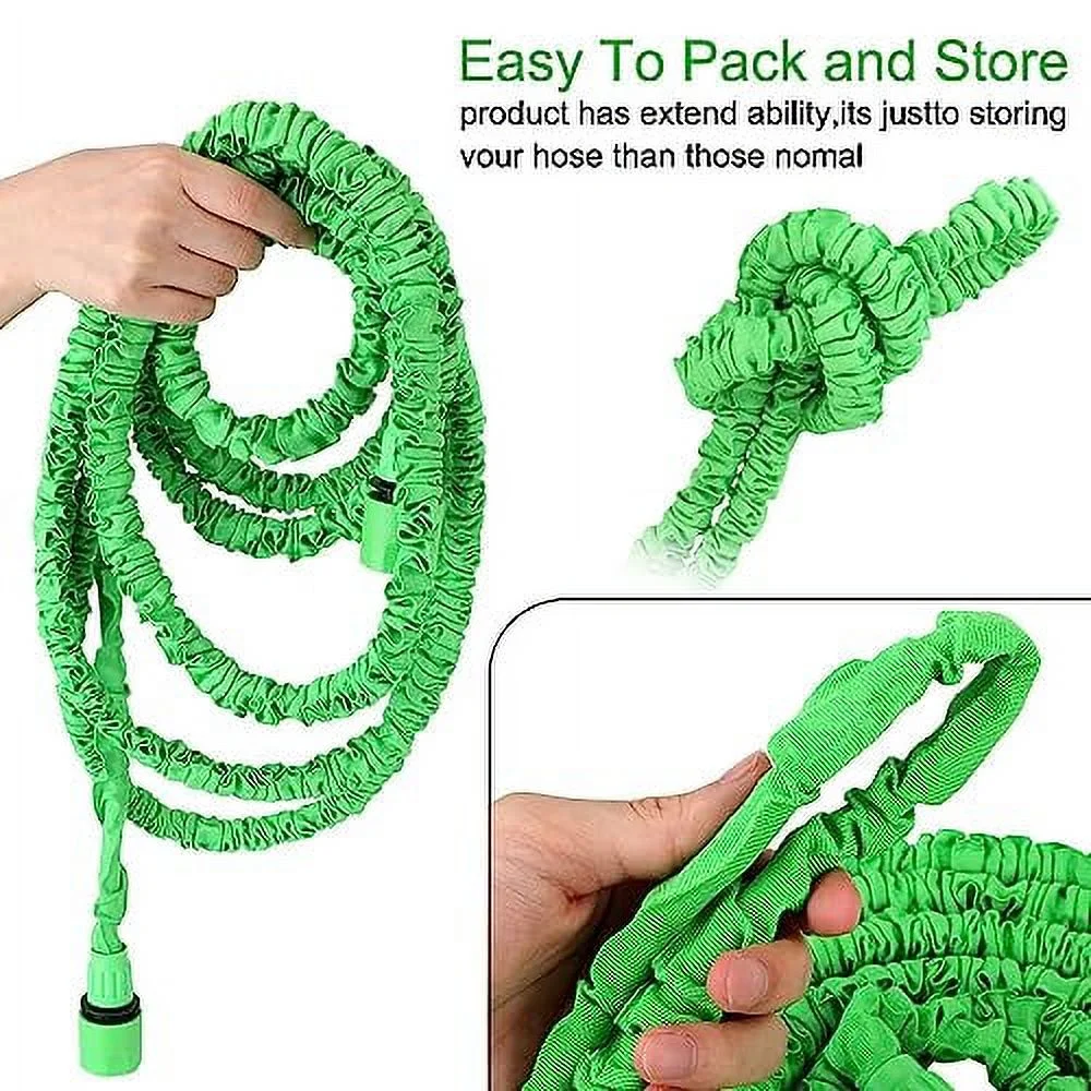 Garden Hose Water Pipe Expandable Water Hose with 7 Function Spray Nozzle,Lightweight No-Kink Flexible Garden Hose for Gardening Pet Car Washing, Easy To Storage,Green,150FT