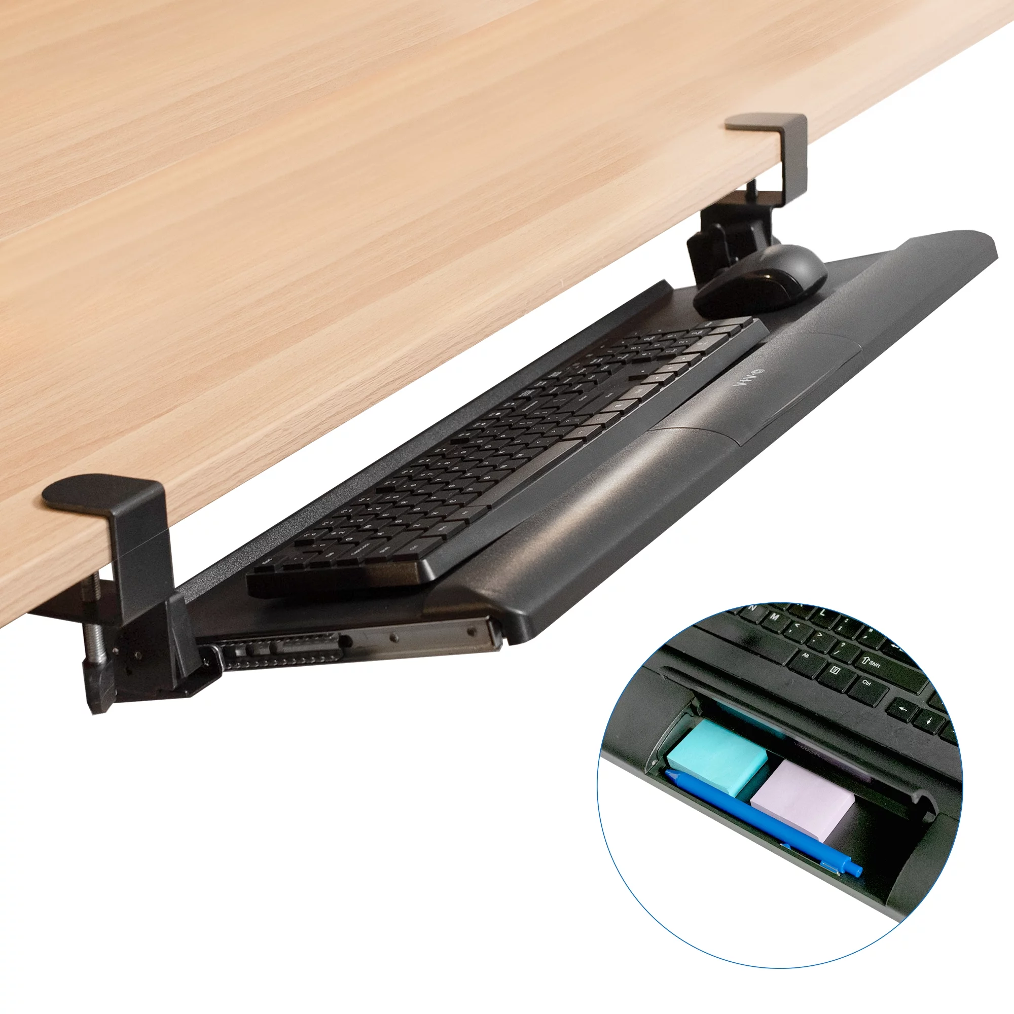 VIVO Clamp-on Tilting Computer Keyboard and Mouse Under Desk Slider Tray