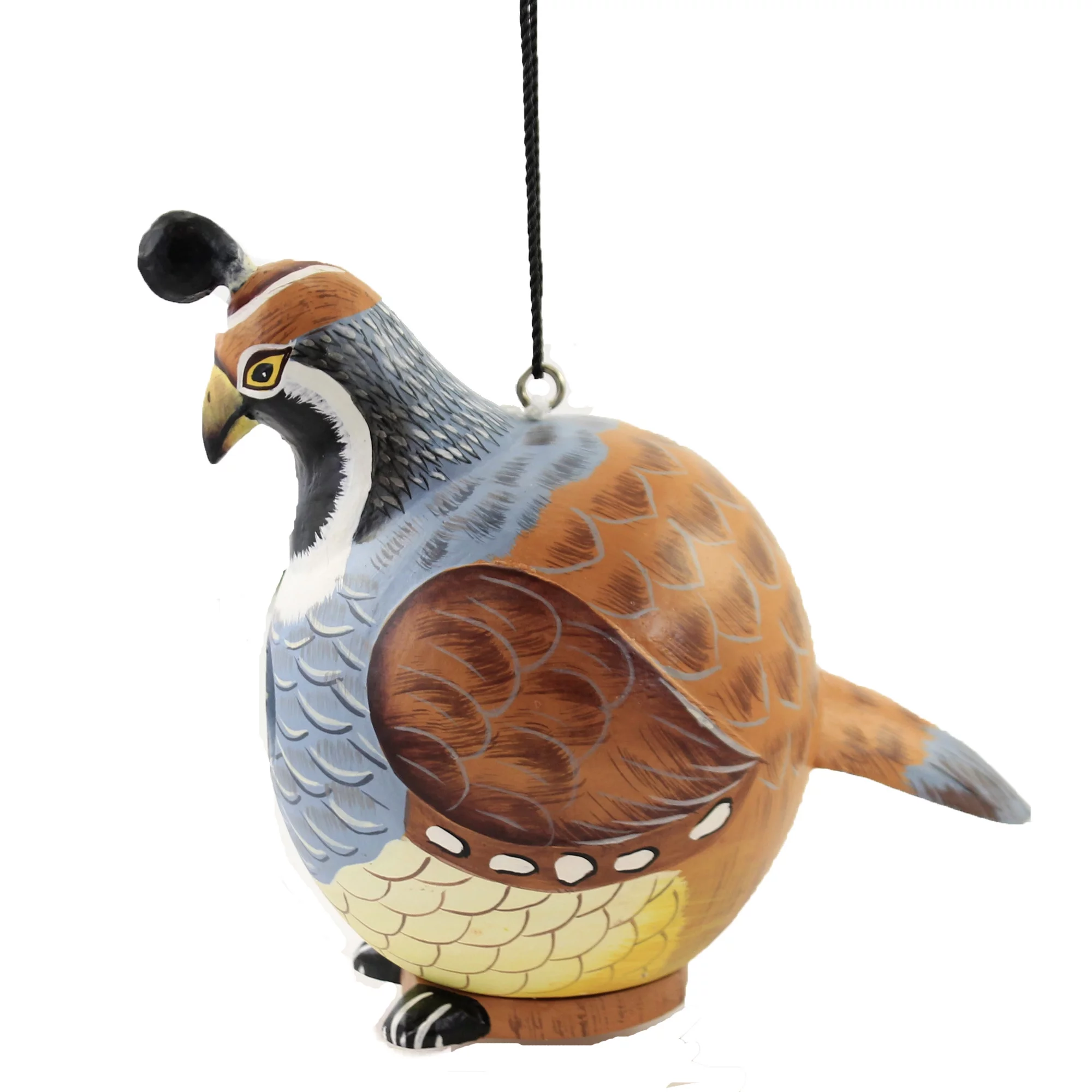 Home & Garden Quail Gordo Bird House Wood Hand Carved Painted Se3880229
