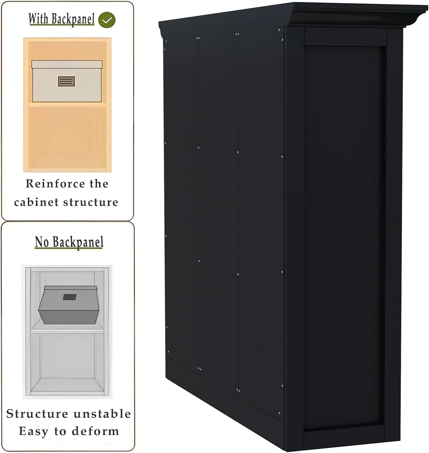 HYUN Cube Storage Bookcase with Base - Wooden 3 Tiers Floor Standing Open Shelf Cabinet for Home and Office, 9-Cube Lattice Bookshelf, Black