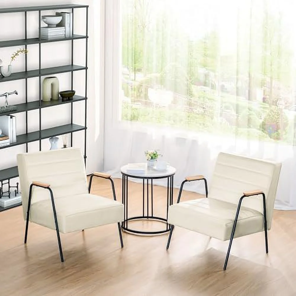 ZFGSUIJN Accent Chair with Ottoman  Mid Century Modern Velvet Upholstered Armchair Leisure Chair with Foot Stool for Living Room  Bedroom(Beige)