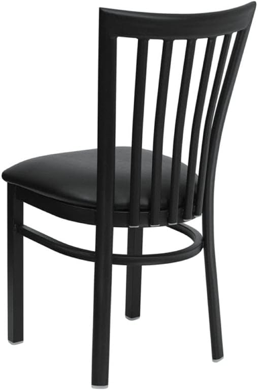 Industrial Vinyl/Metal School House Back Dining Chair in Black