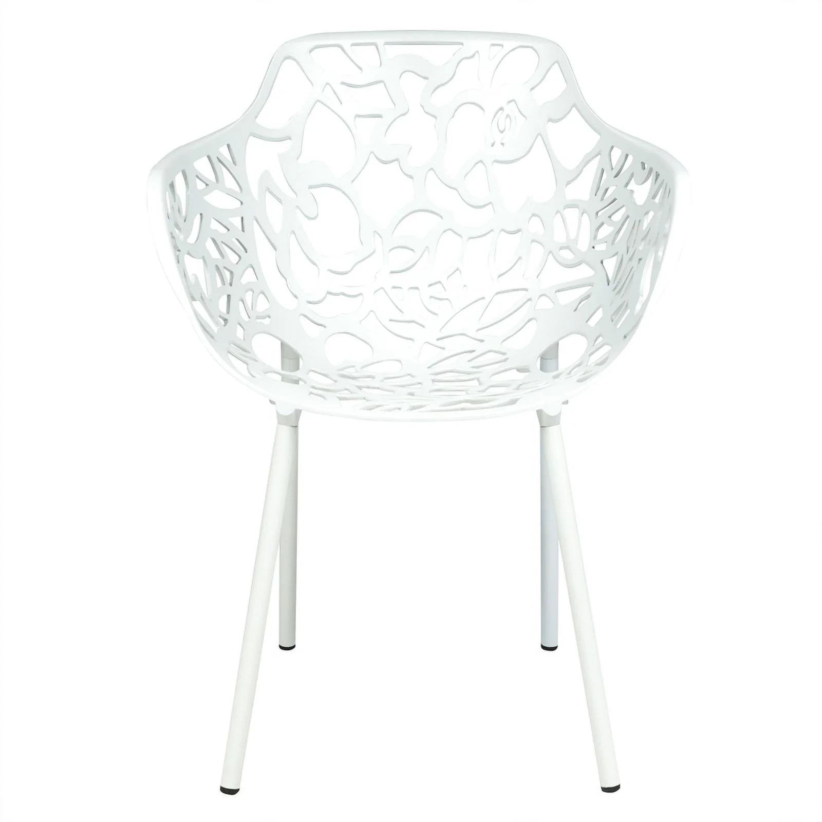 Afuera Living Modern Indoor Outdoor Aluminum Dining Armchair White Set of 2