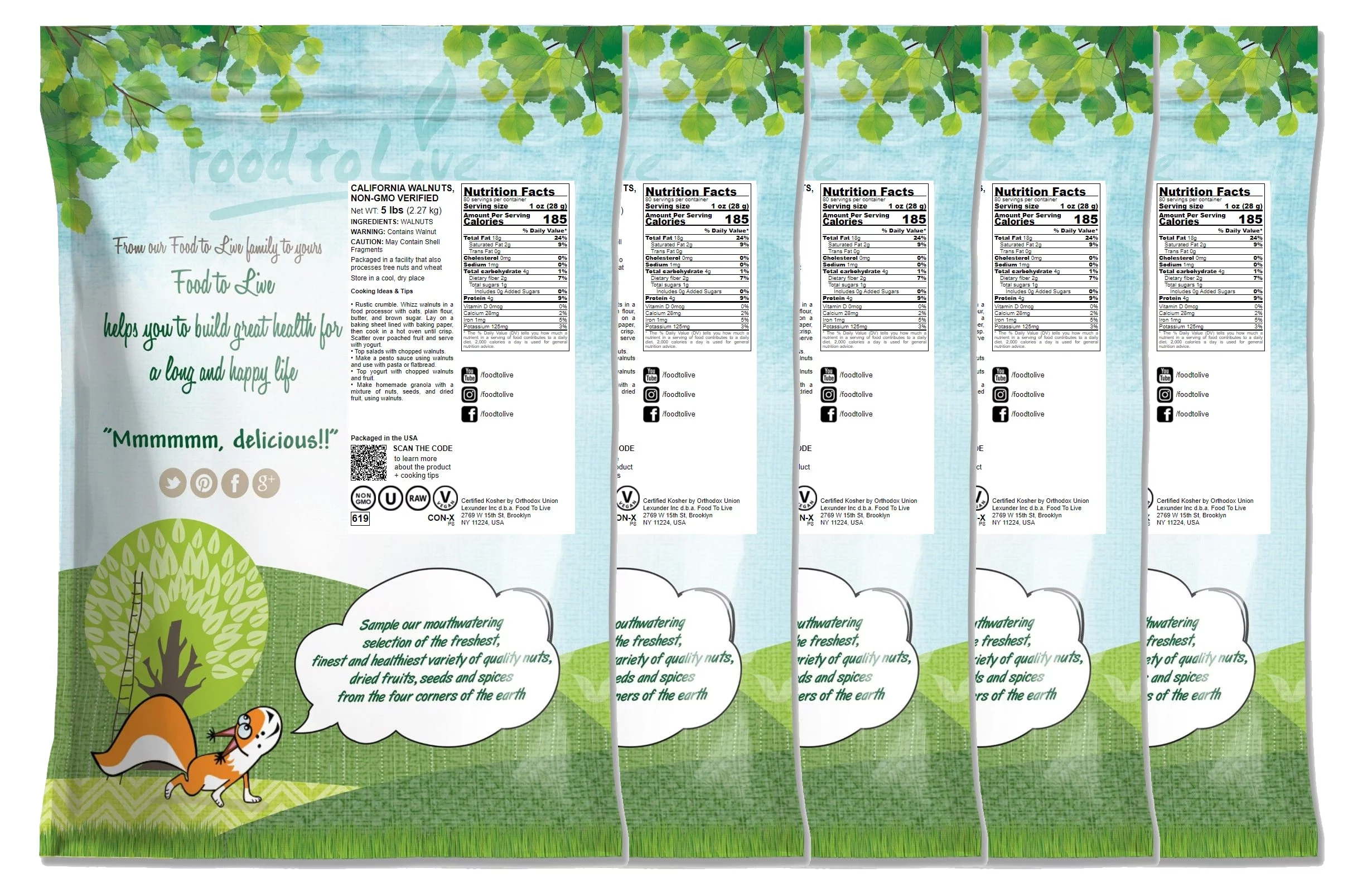 California Walnuts, 25 Pounds — Raw, Kosher, Vegan — by Food to Live