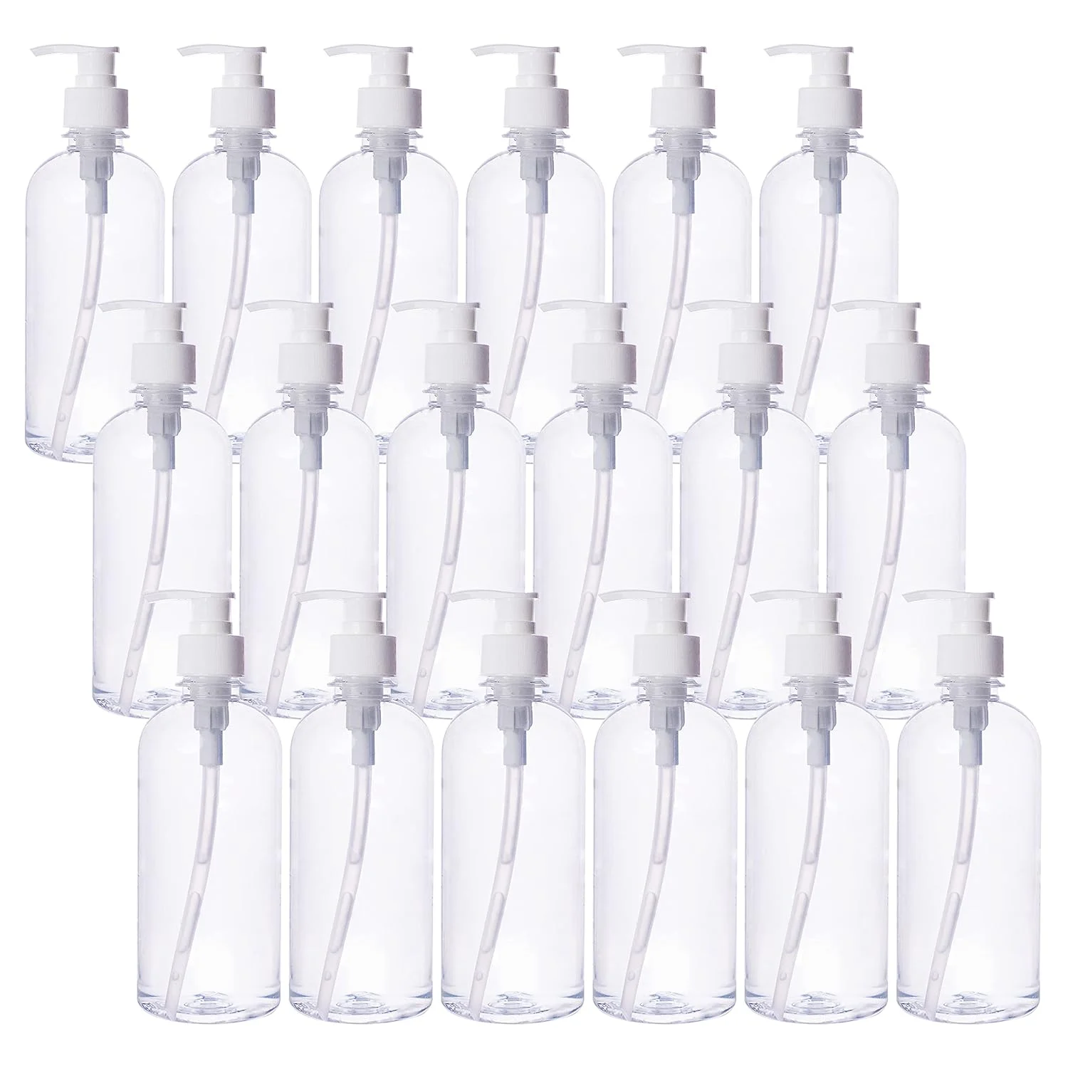 Plastic Bottles With Pump, , Leak Proof, Dispenser For Creams, Gel, Liquid, Oils, Refillable Thick And Sturdy BPA 12Oz (18 - Pack)