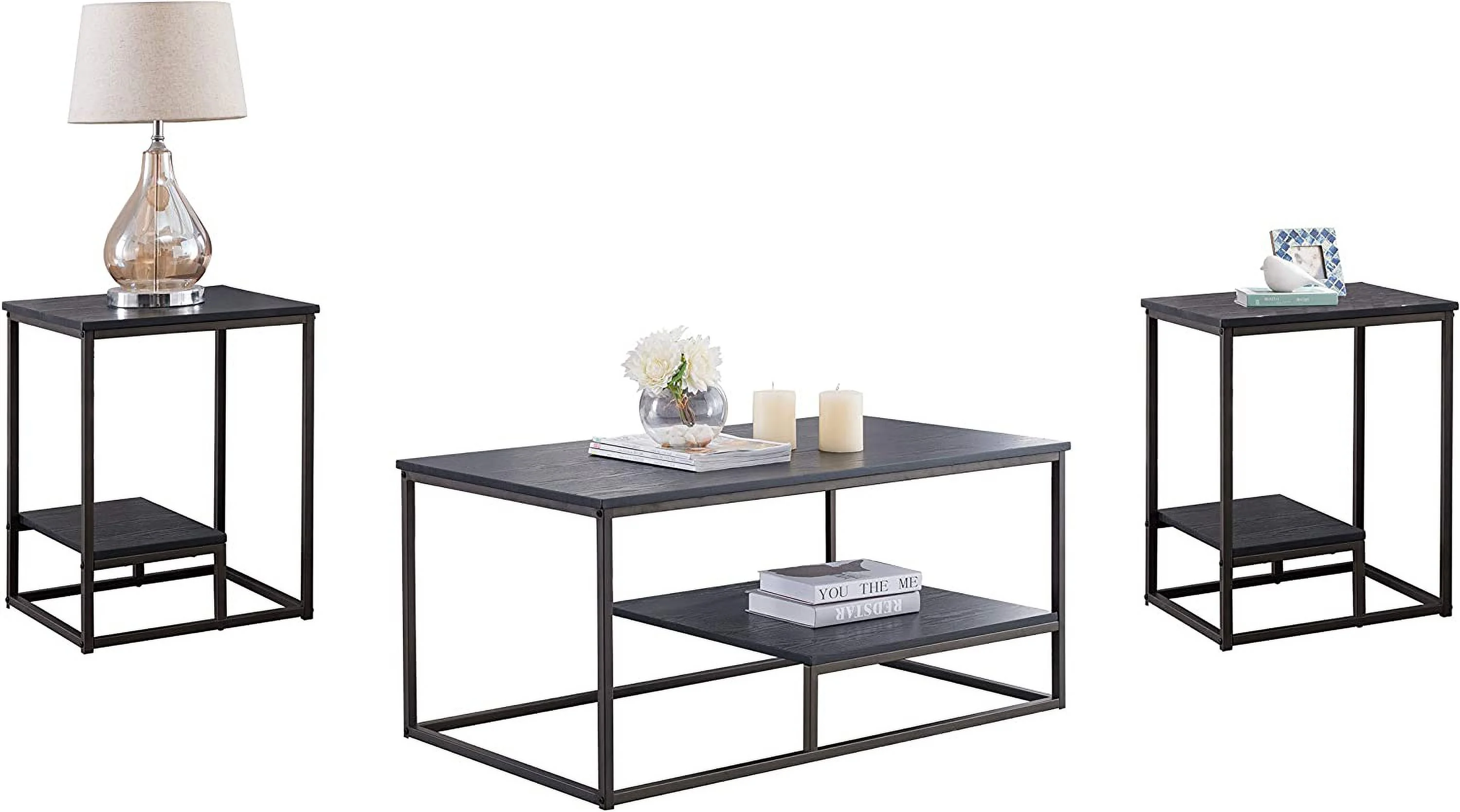 TJUNBOLIFE \u2013 Santan 3-Piece Occasional Table Set  Coffee Table & 2 End Tables