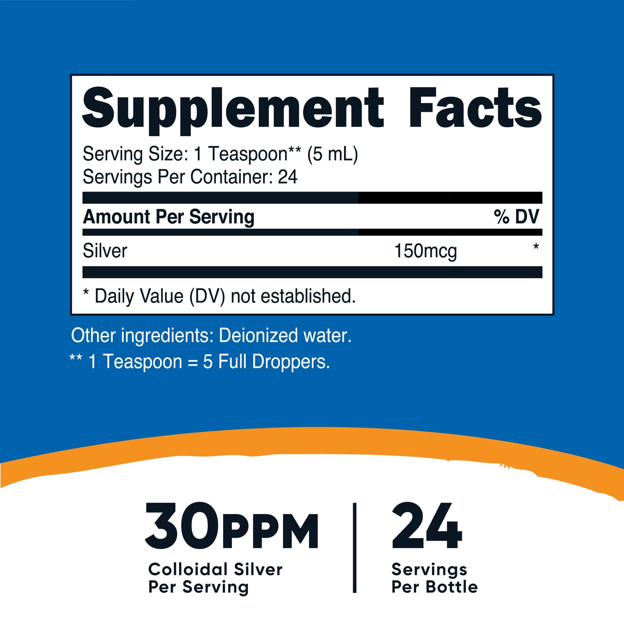 Nutricost Colloidal Silver 4oz 30PPM - Cobalt Blue Glass Bottles, Bio-Active Colloidal Silver