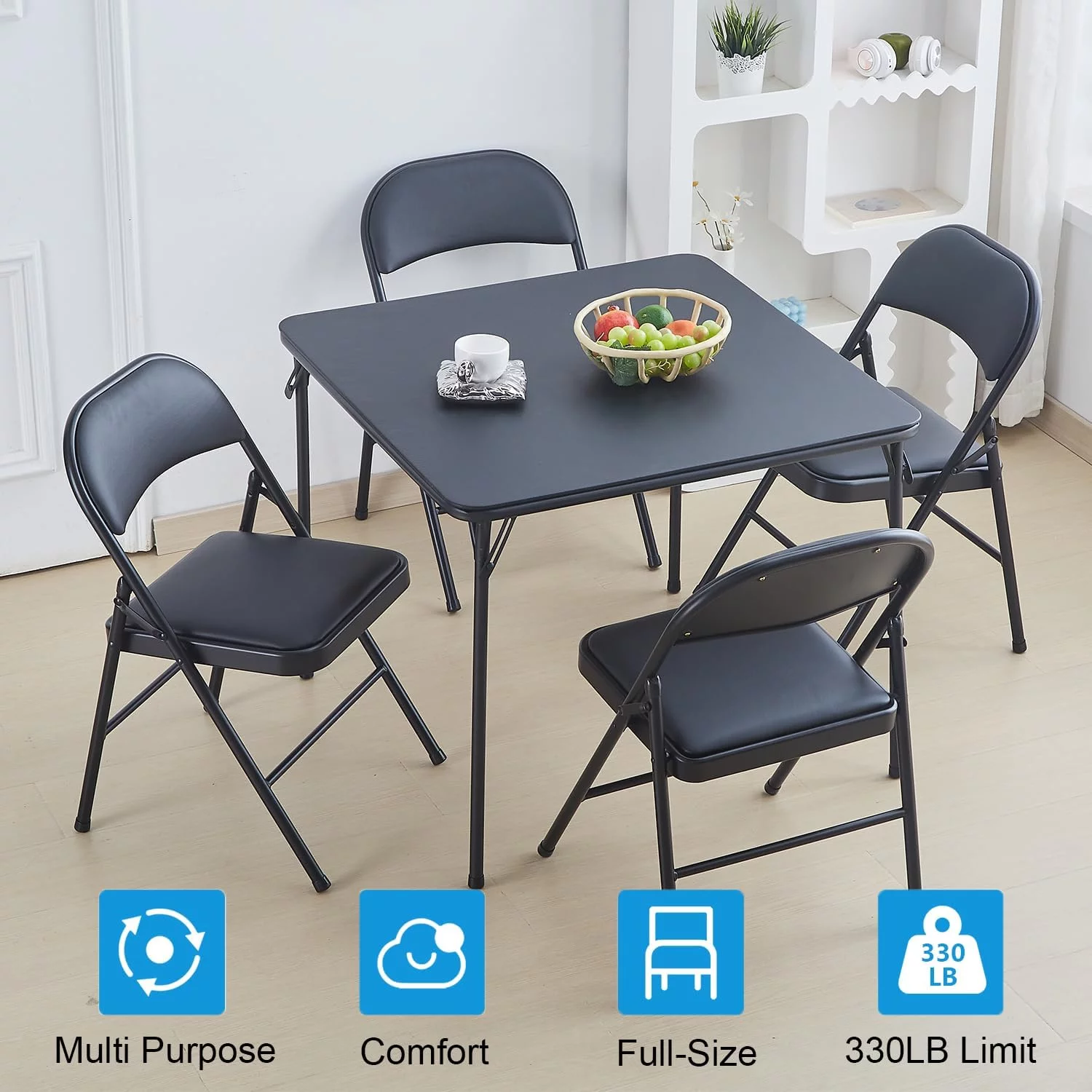 GIVIMO 4 Pack Folding Chair, Set Of 4, Black