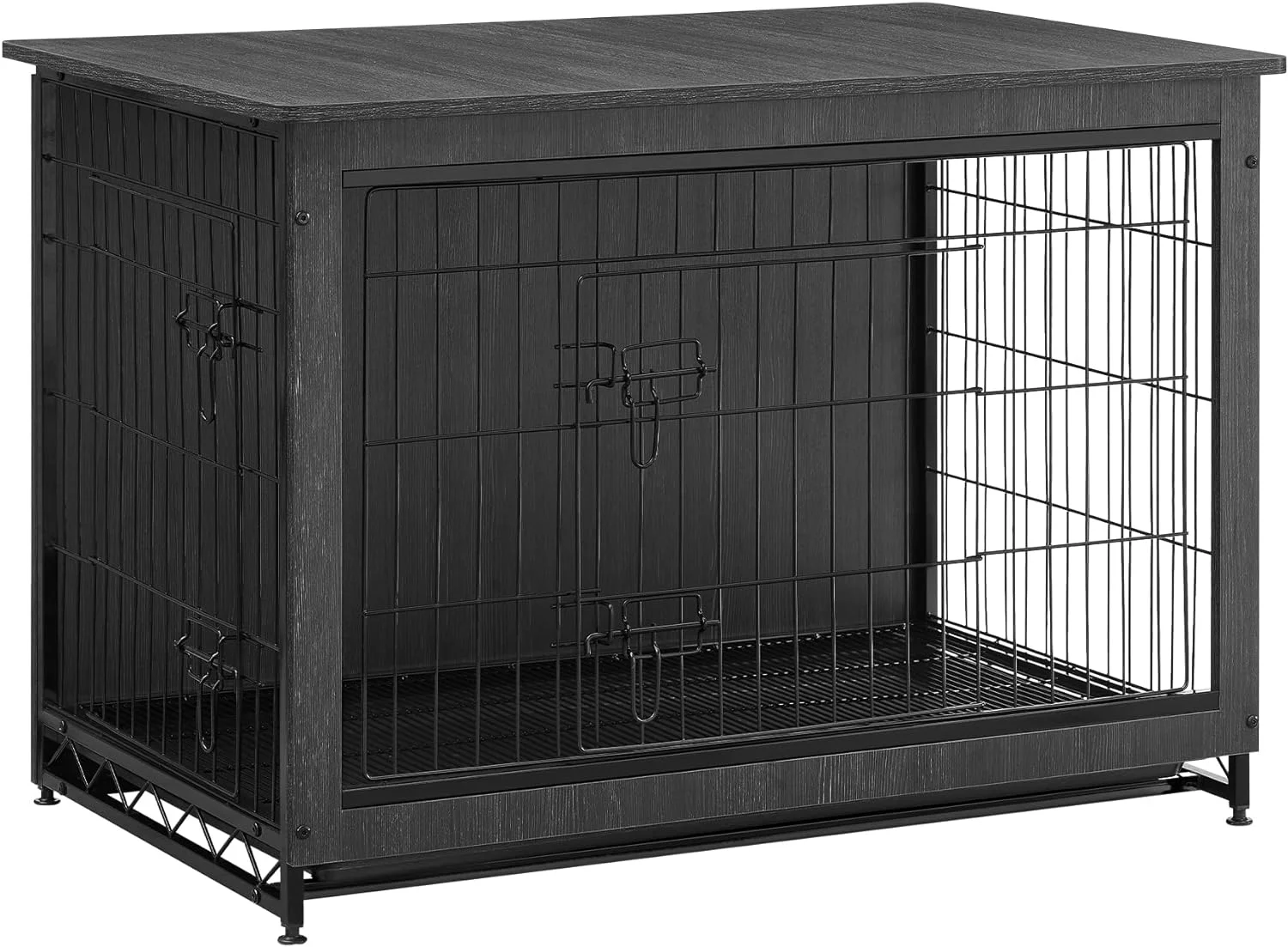 Dog Crate Furniture, Side End Table, Modern Kennel for Dogs Indoor up to 70 lb, Heavy-Duty Dog Cage with Multi-Purpose Removable Tray, Double-Door Dog House, Ink Black UPFC003B01