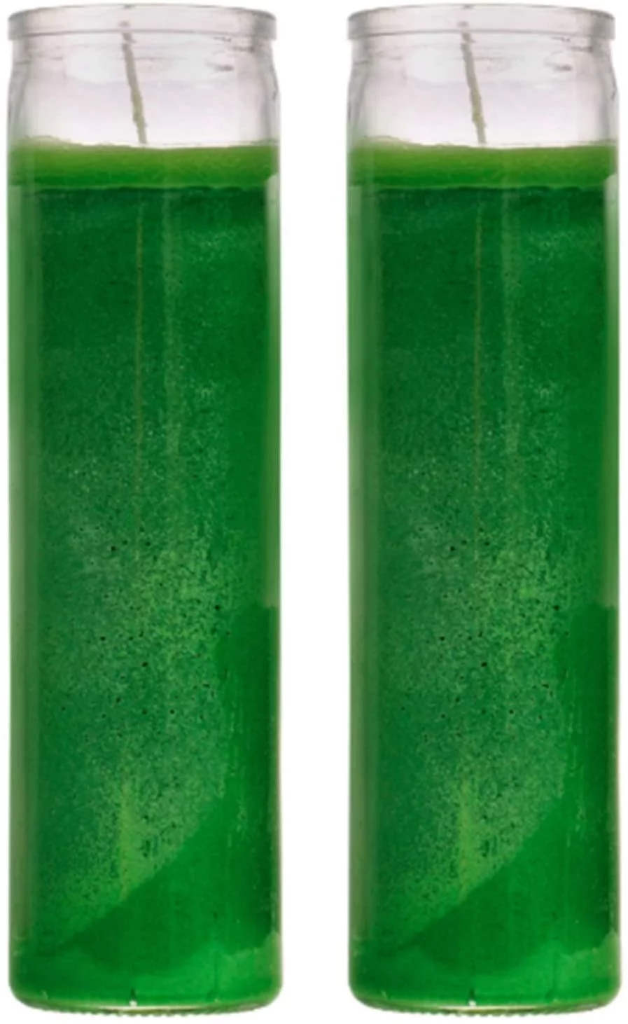 Green Candles - Wax Candles (2 Pc) Dark Green Great for Sanctuary, Vigils and Prayers - Unscented Glass Candle Set - Indoor Outdoor - Spiritual Religious Church - Jar Candles
