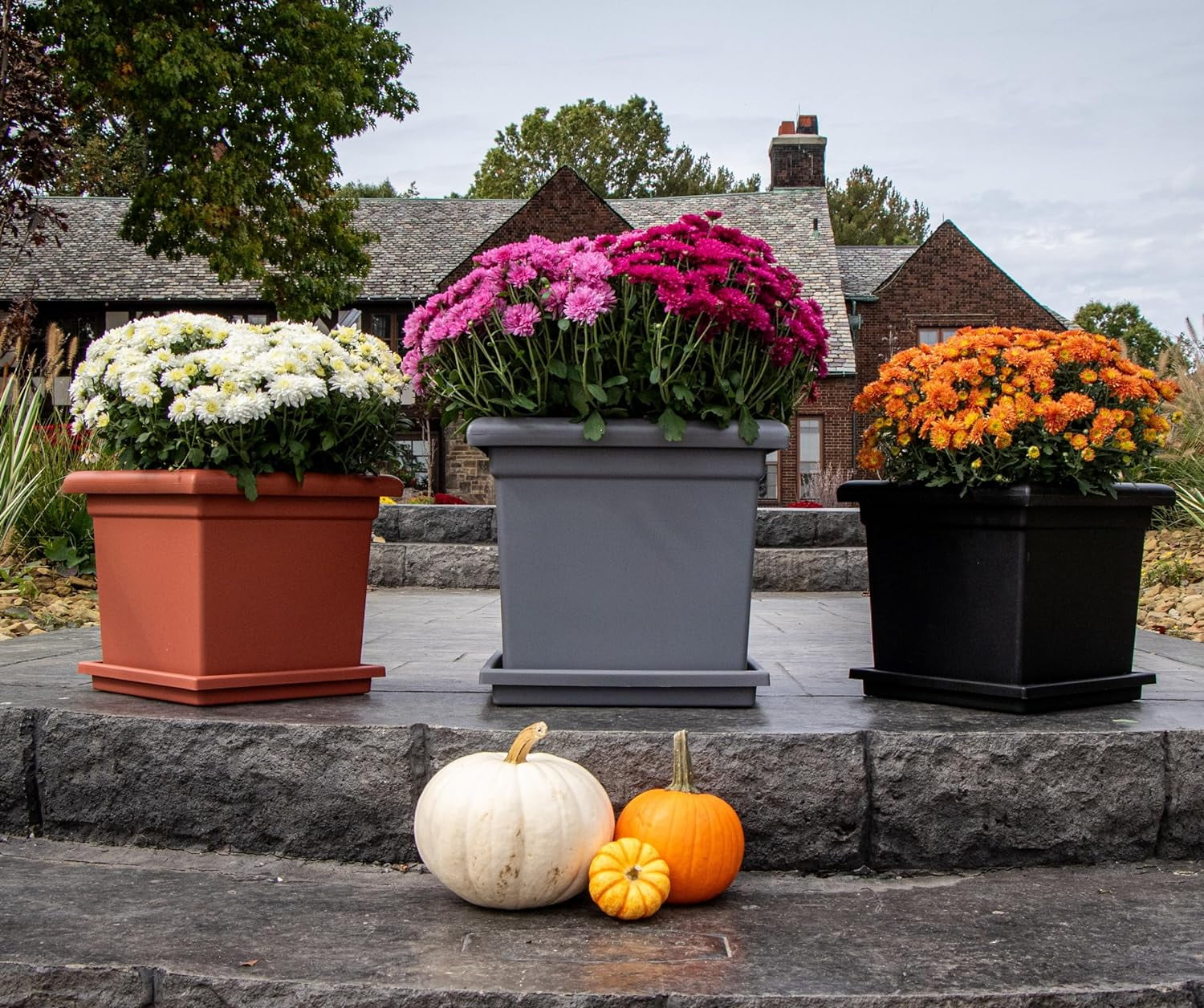 HC Companies Plastic Accent Planter,  Black - 15