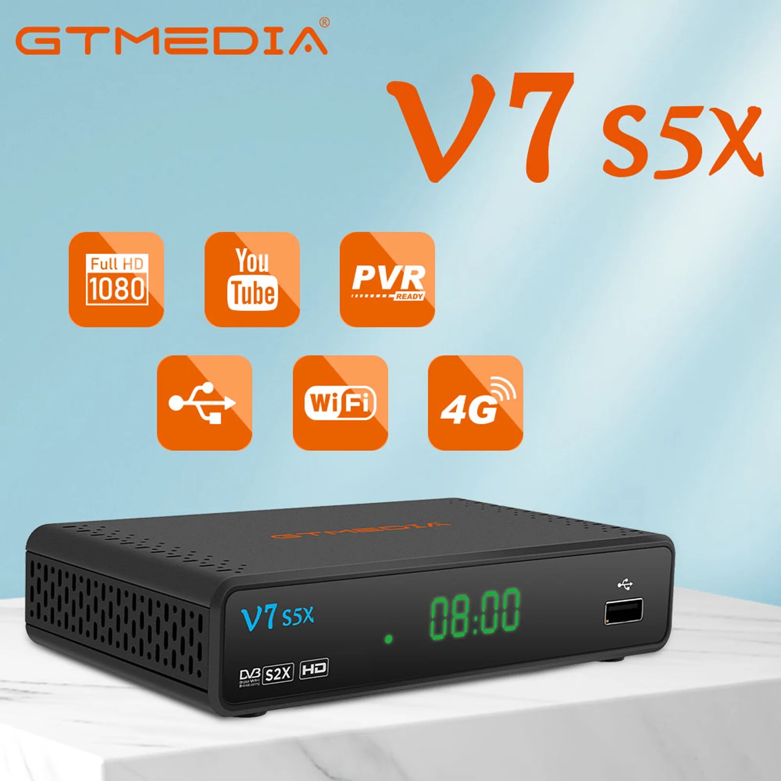 GTMEDIA V7 S5X DVB-S//S2X Signal H.265 Decoder Set Box USB WiFi Digital TV Receptor Tuner Scart Output