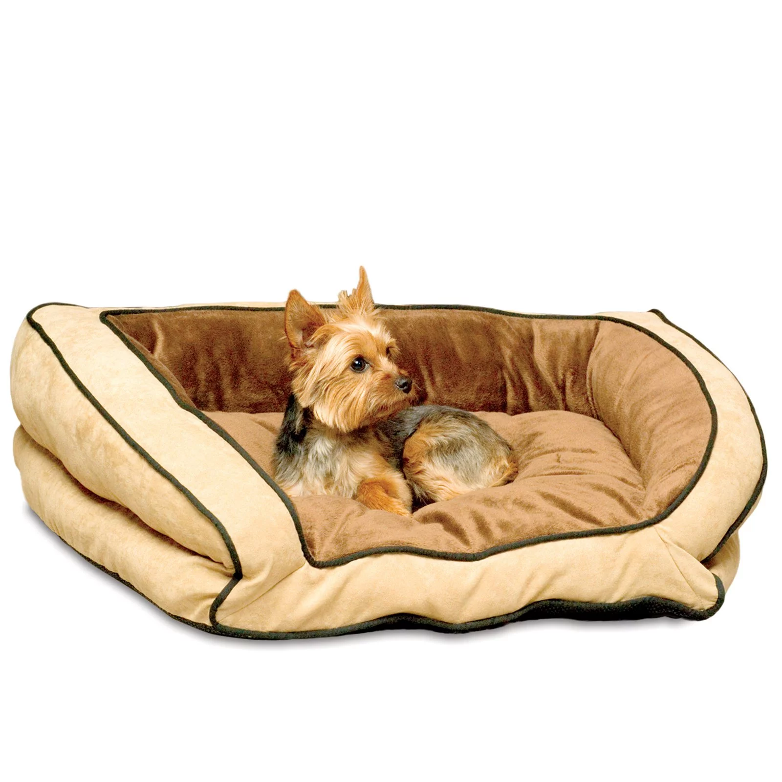 K&H Pet Products Bolster Couch Dog Bed, Small, Mocha/Tan