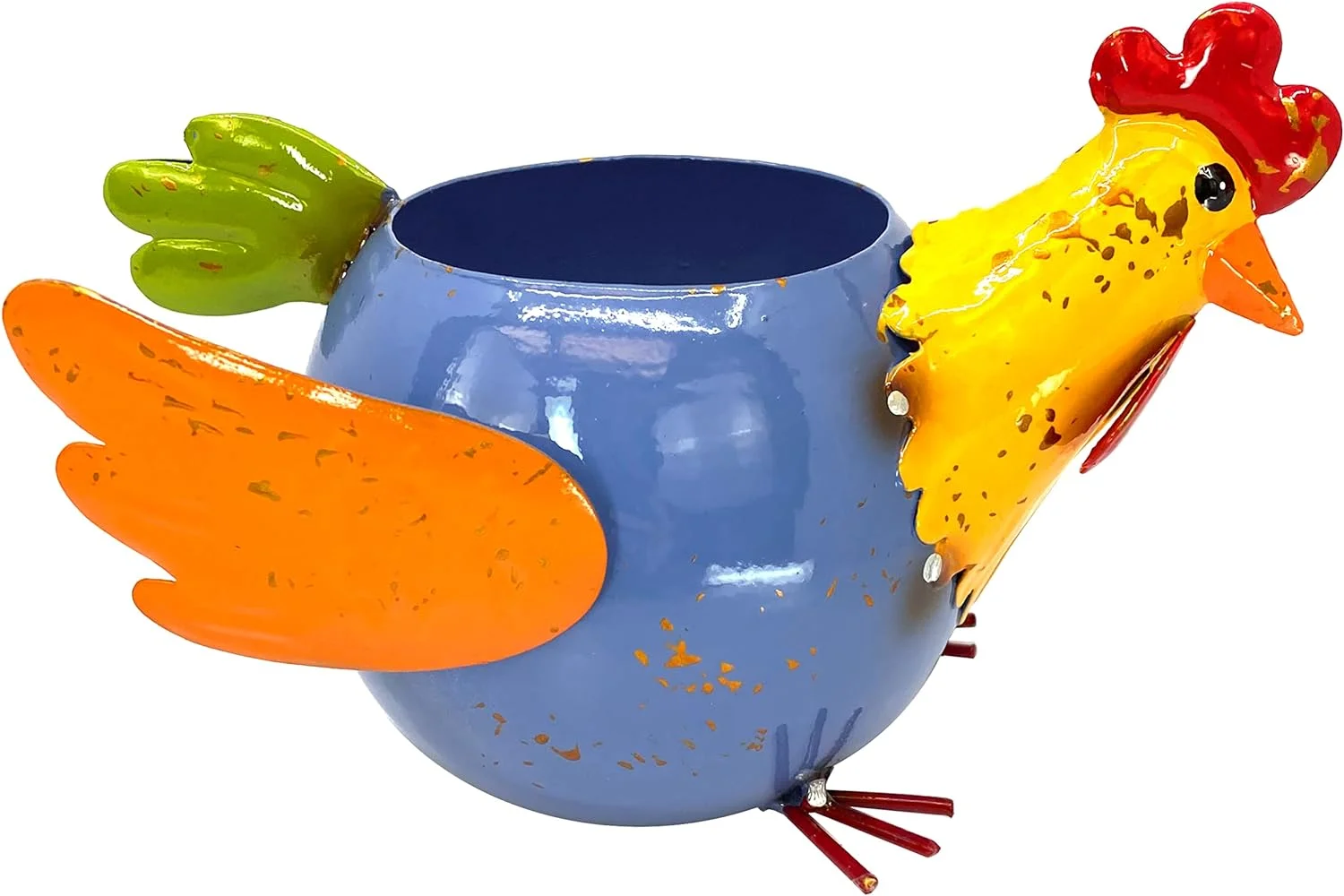 Chicken Planter Colorful Farmhouse Metal Rooster Hen Succulent Flower Indoor Outdoor Garden Decor 8