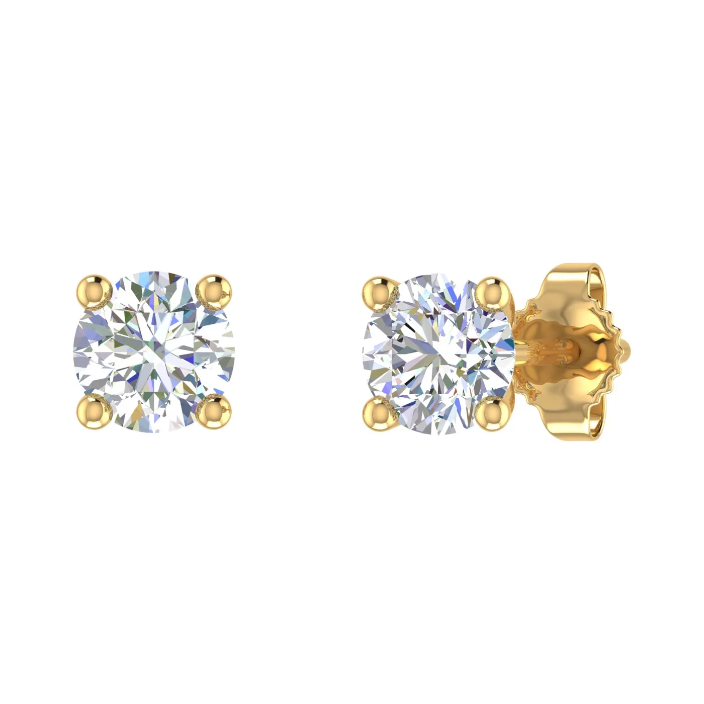 1/3 Carat 4-Prong Diamond Stud Earrings in 14K Yellow Gold (I1-I2 Clarity)