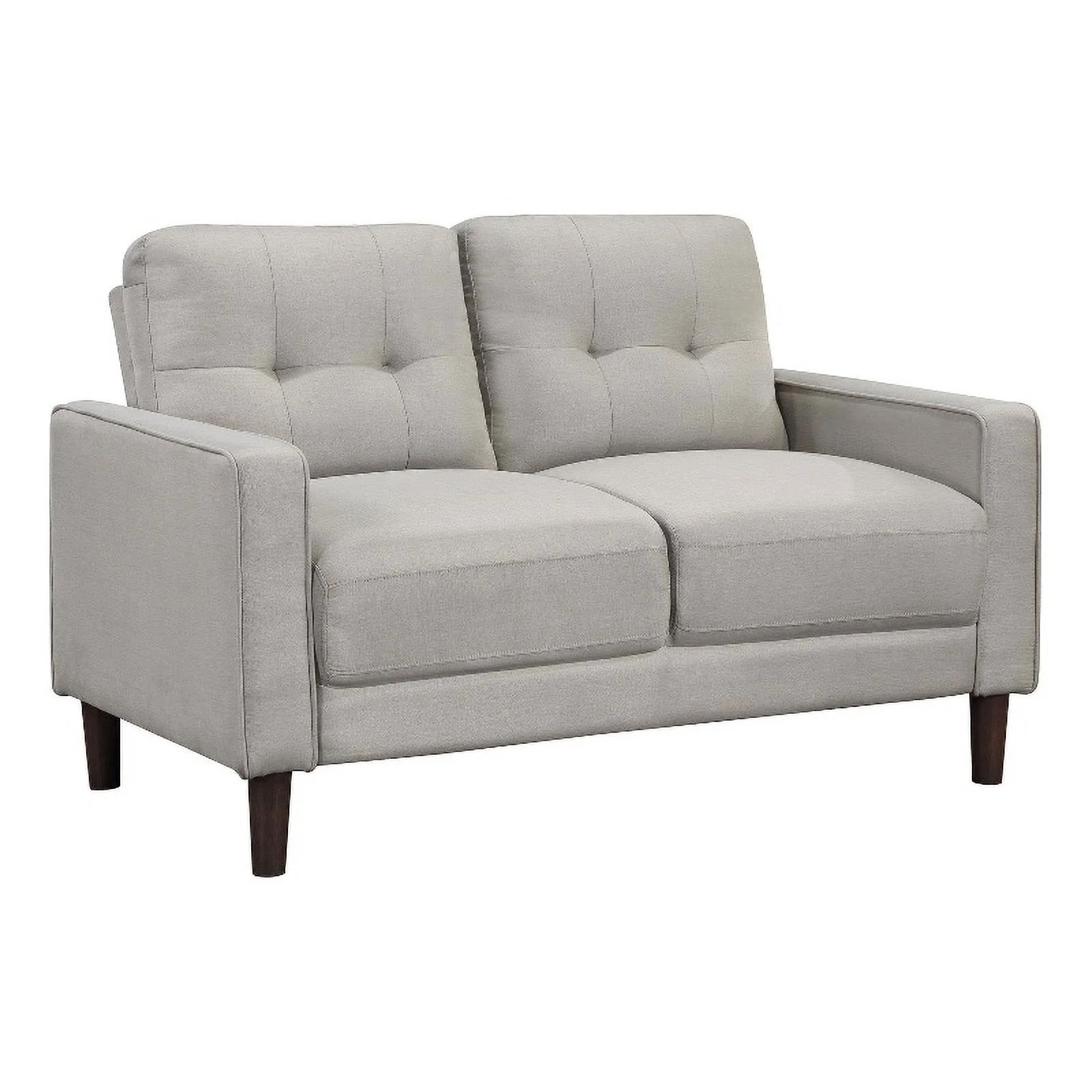 Pemberly Row Upholstered Fabric Loveseat with Track Arms in Beige