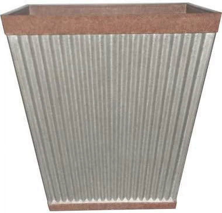 Southern Patio HDR-046851 16 in. Galvanized Pleated Square-Rustic Planter