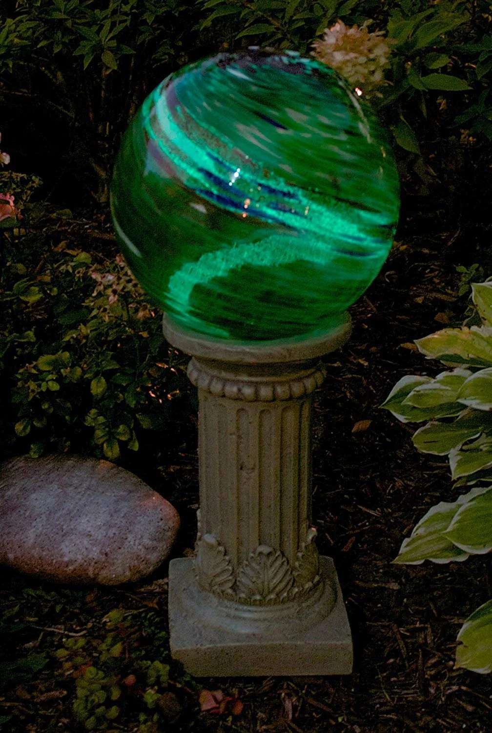 Echo Valley Emerald Green Swirl Illuminarie 10 inch Hand Blown Glass Outdoor Garden Gazing Ball
