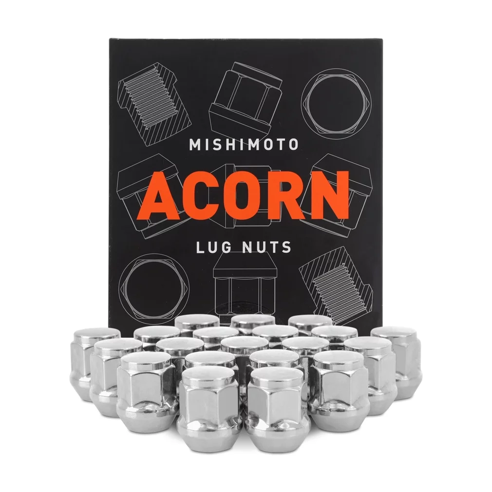 Mishimoto Steel Lug Nuts, M12x1.5, Acorn Seat, 20pc Set, Chrome