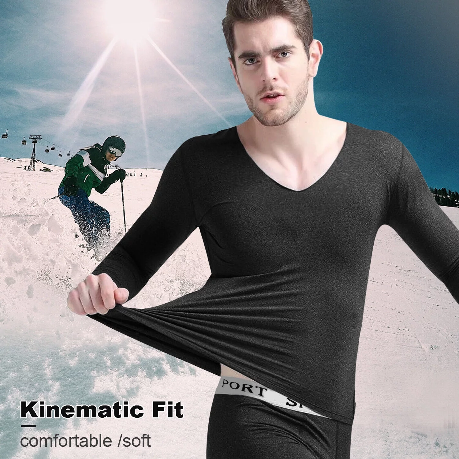 Men Winter Fleece Lined Cotton 99% Thermal Long Johns Top Bottom Underwear Set
