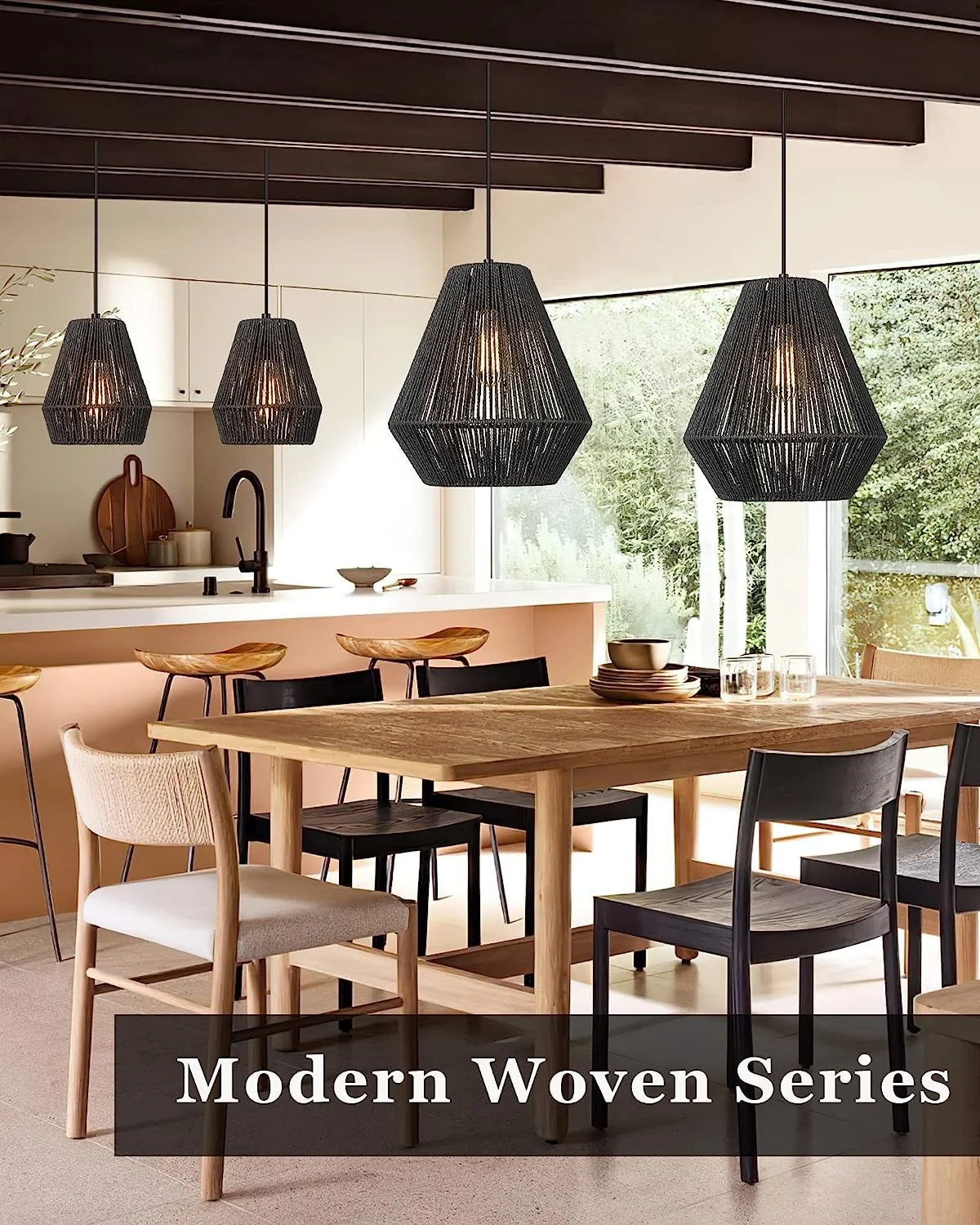 GOURE Modern Woven Pendant Light Fixtures 12