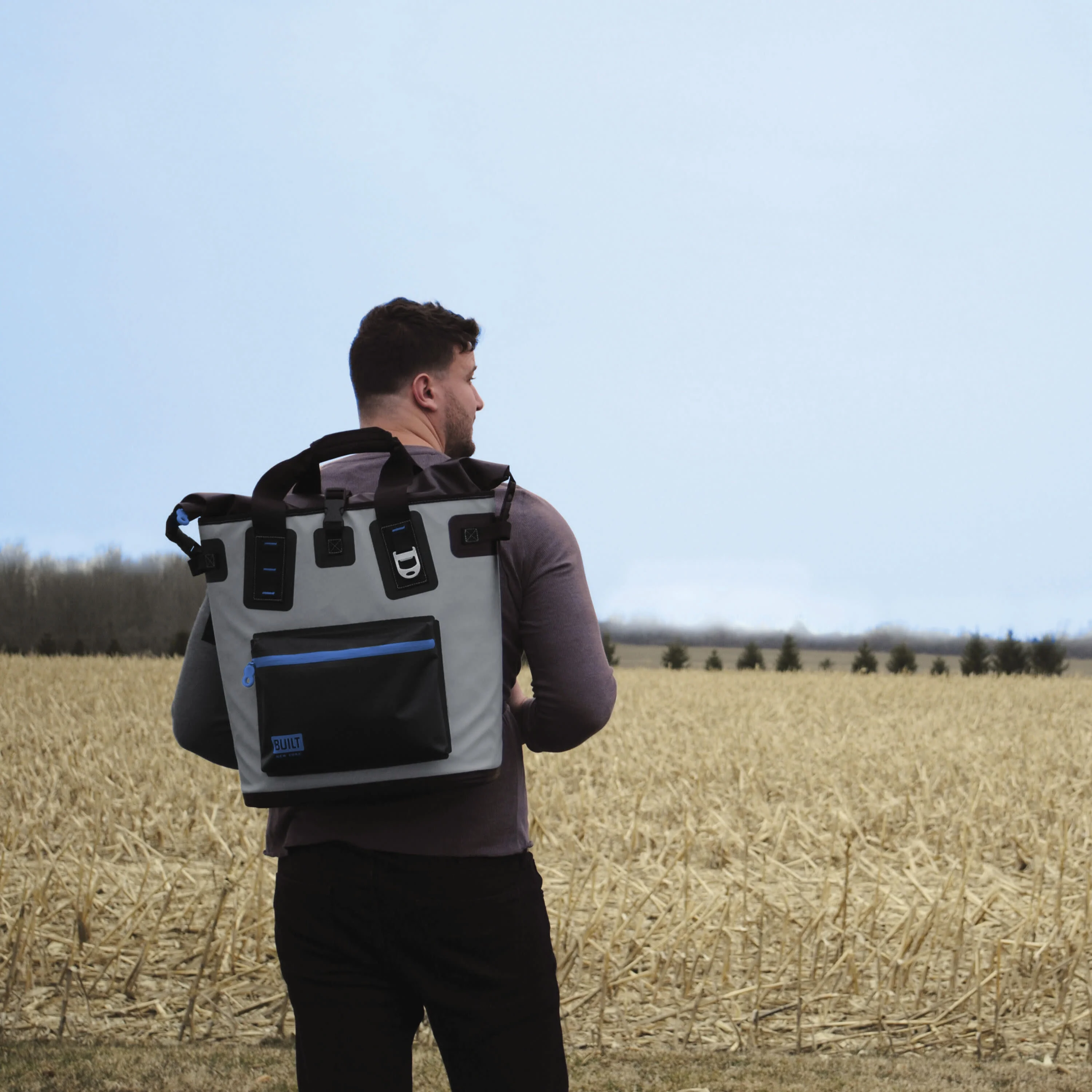 Built 36 cans Welded Wide Mouth Soft Cooler Backpack Gray