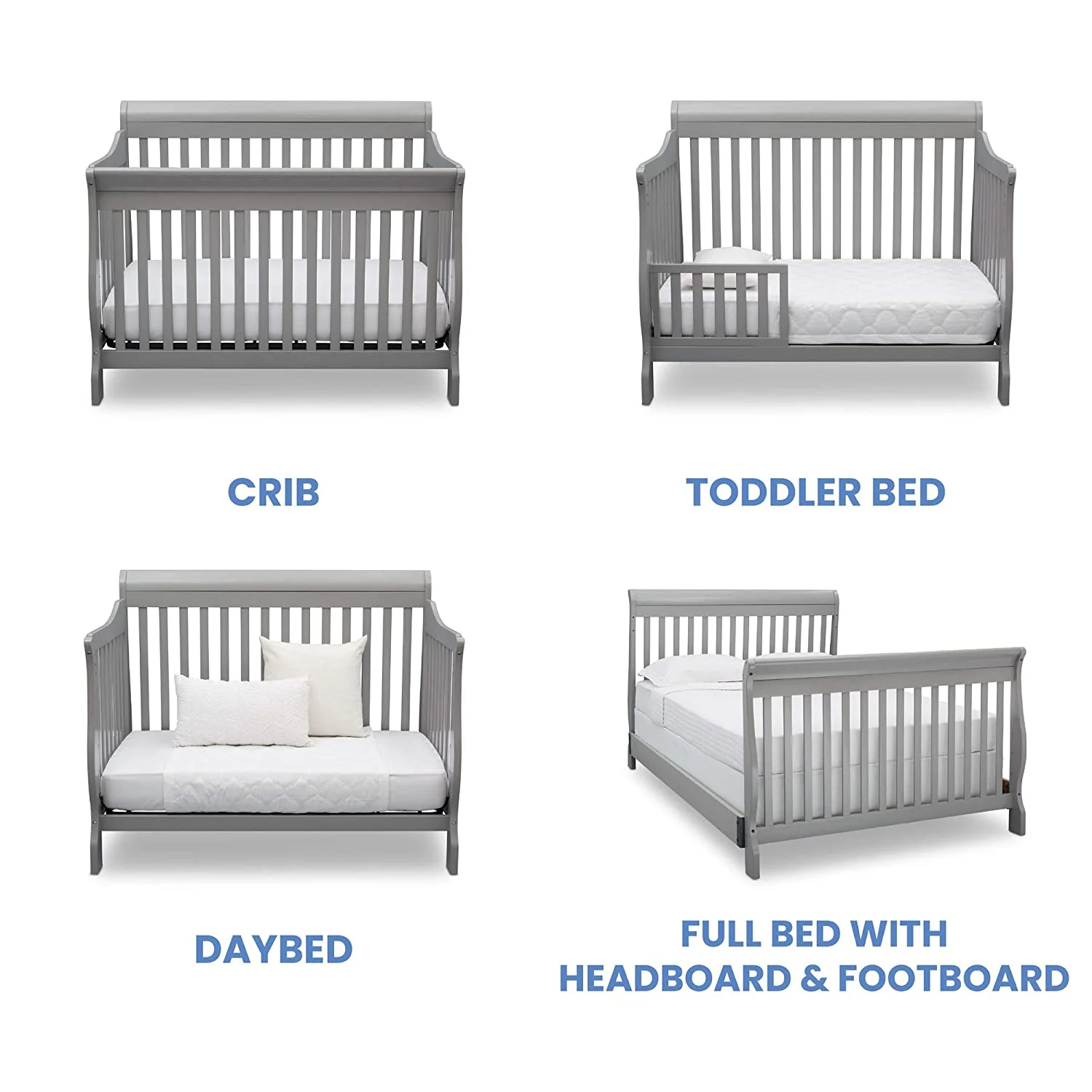 YILAN Canton 4-in-1 Convertible Crib - Easy to Assemble, Grey