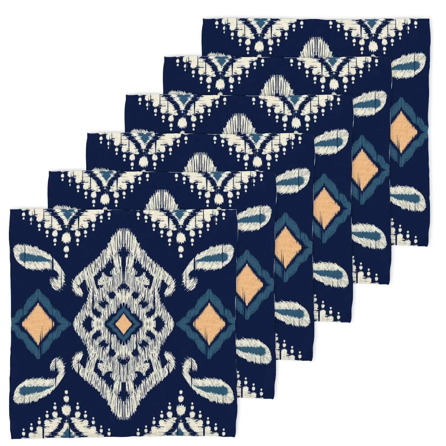 ANYWAY.GO 4 Pack Baby Washcloths - 12 x 12 Inch Super Soft Baby Towels - 100% Cotton Highly Absorbent Wash Cloths for Face and Body,African Ikat Paisley Embroidery