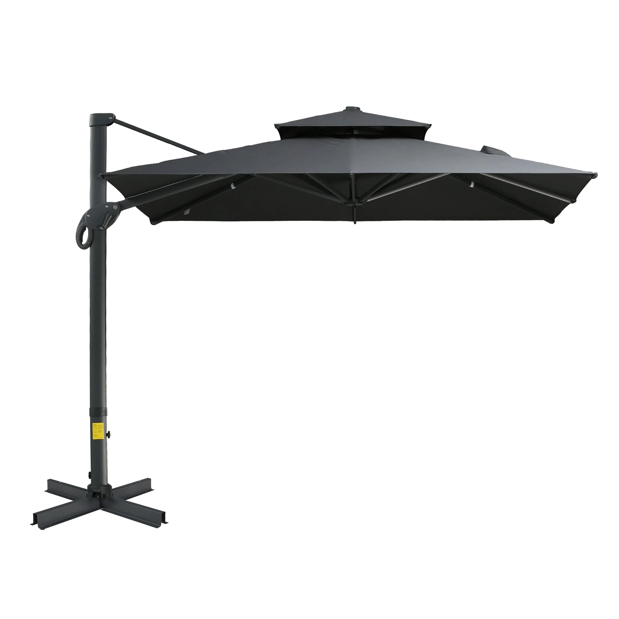 10ft Offset Patio Umbrella, Hanging Cantilever Umbrella, Square Shape, Aluminum Cross Base, Tilt, 360-Degree Rotation, Gray