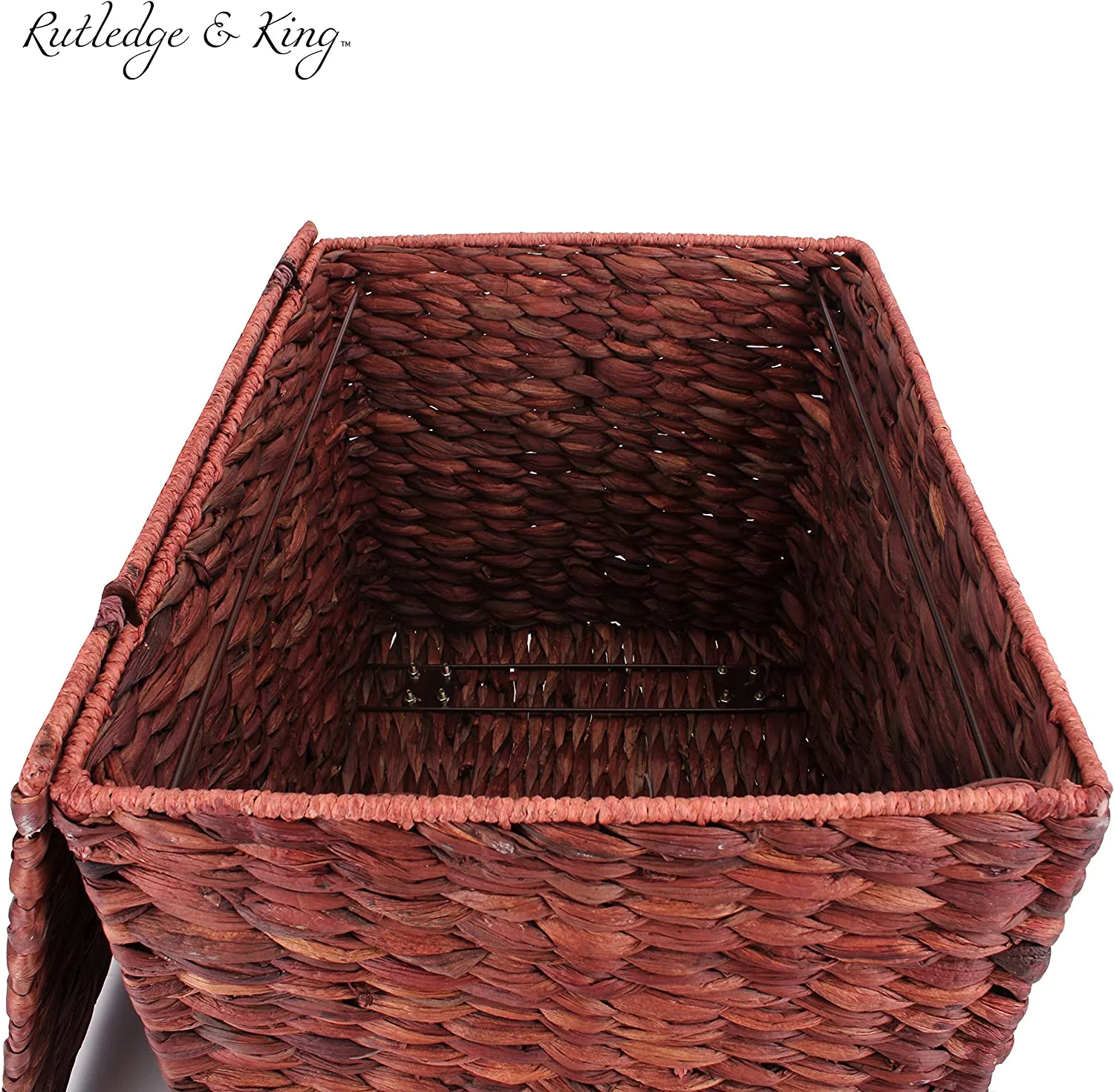 U-SHARE Seagrass Rolling File Cabinet - Home Filing Cabinet - Hanging File Organizer - Home and Office Wicker File Cabinet - Water Hyacinth Storage Basket for File Storage (Russet Brown)